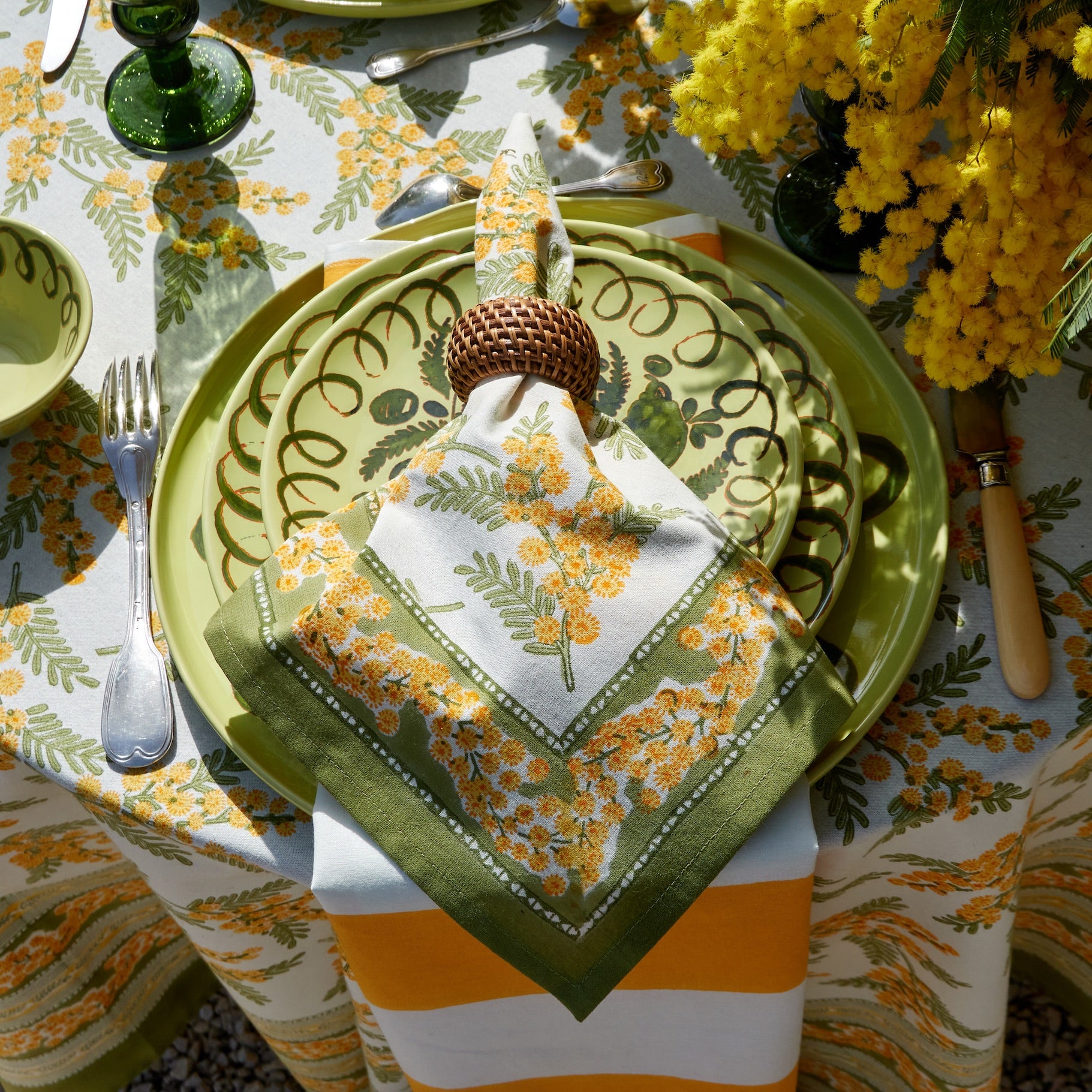 couleur-nature-mimosa-nappe-coton-jaune-vert-71x106 image 3