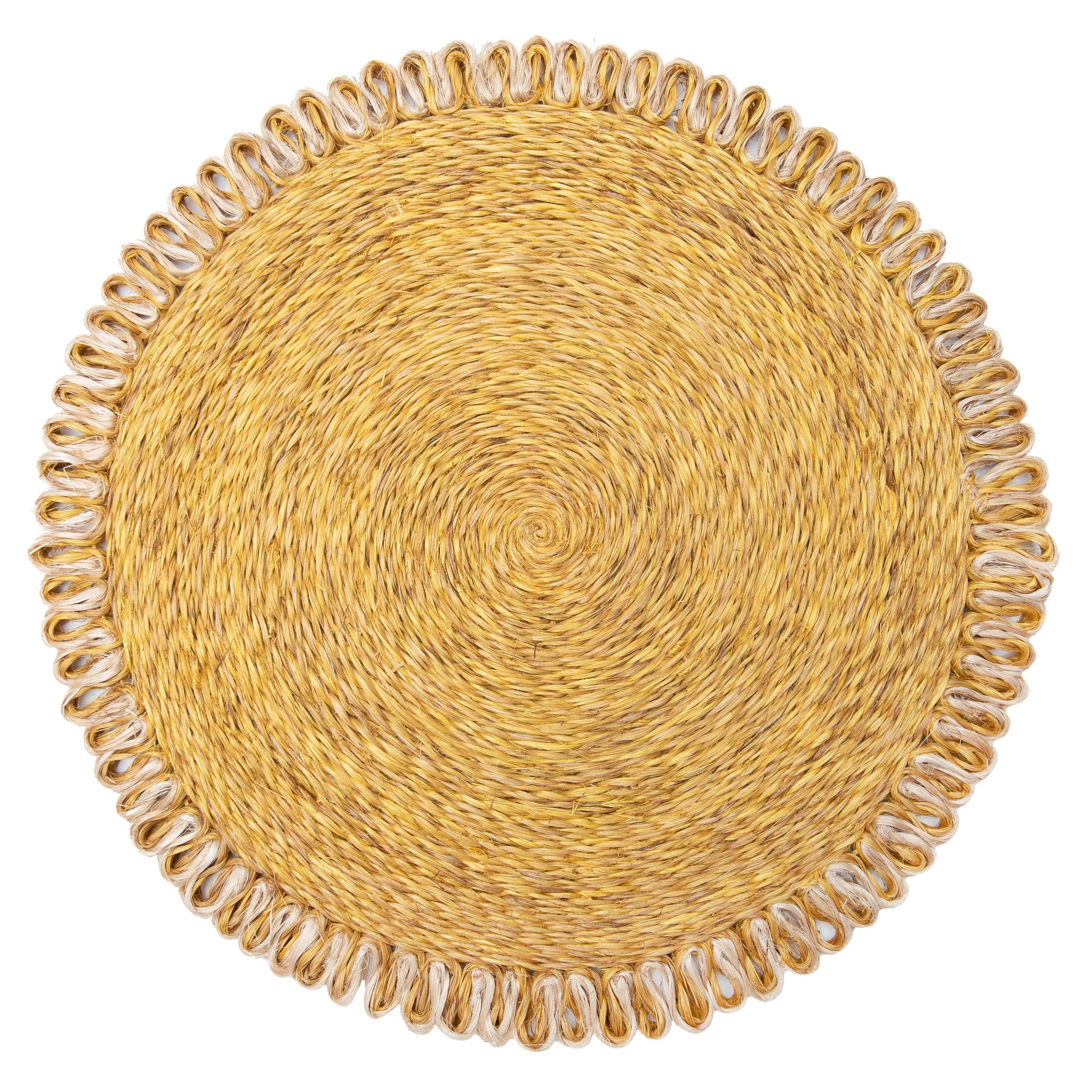 couleur-nature-loopy-abaca-set-de-table-rond-moutarde-lot-de-4 image 1