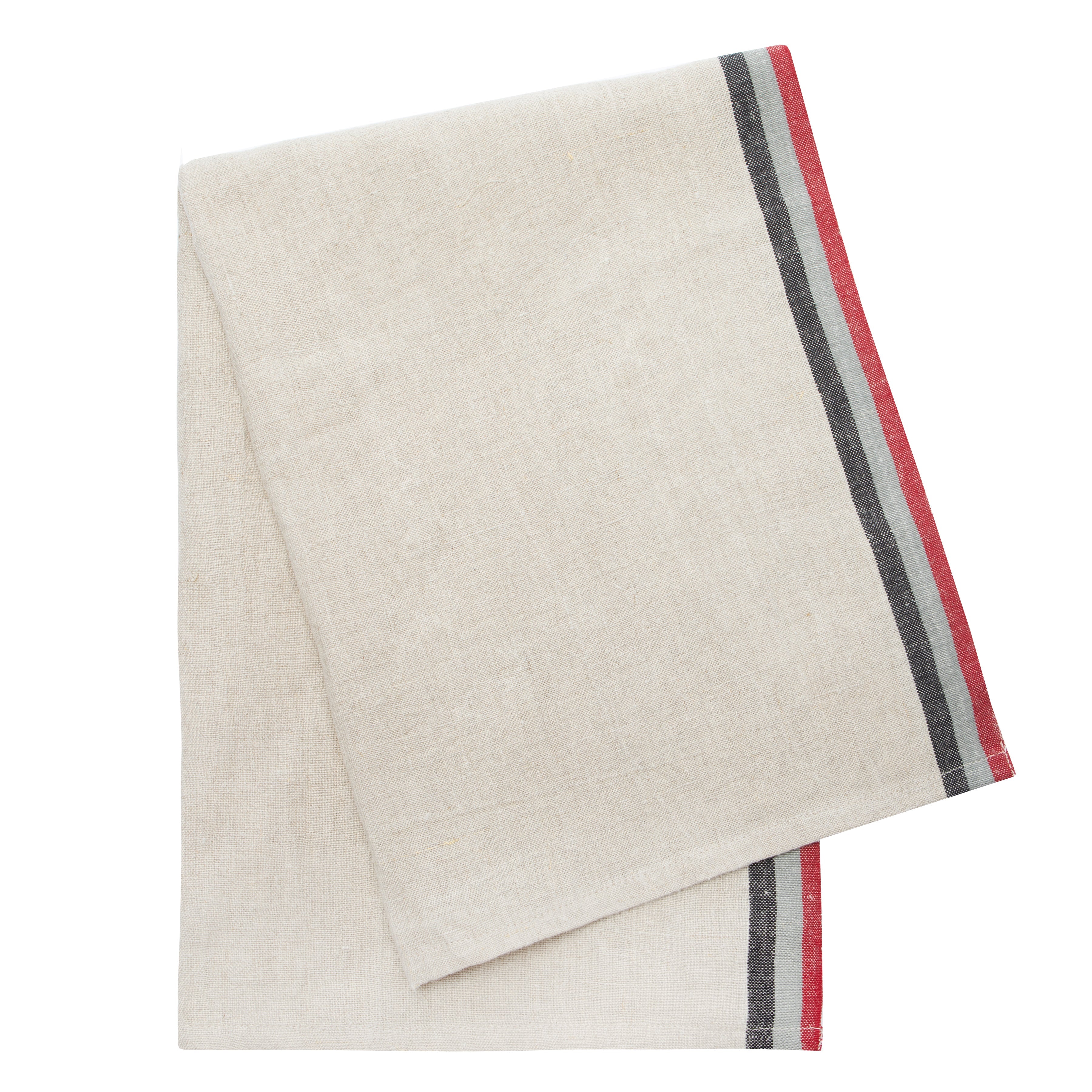 couleur-nature-normandy-torchons-lin-lot-2-rayures-rouge-gris image 2
