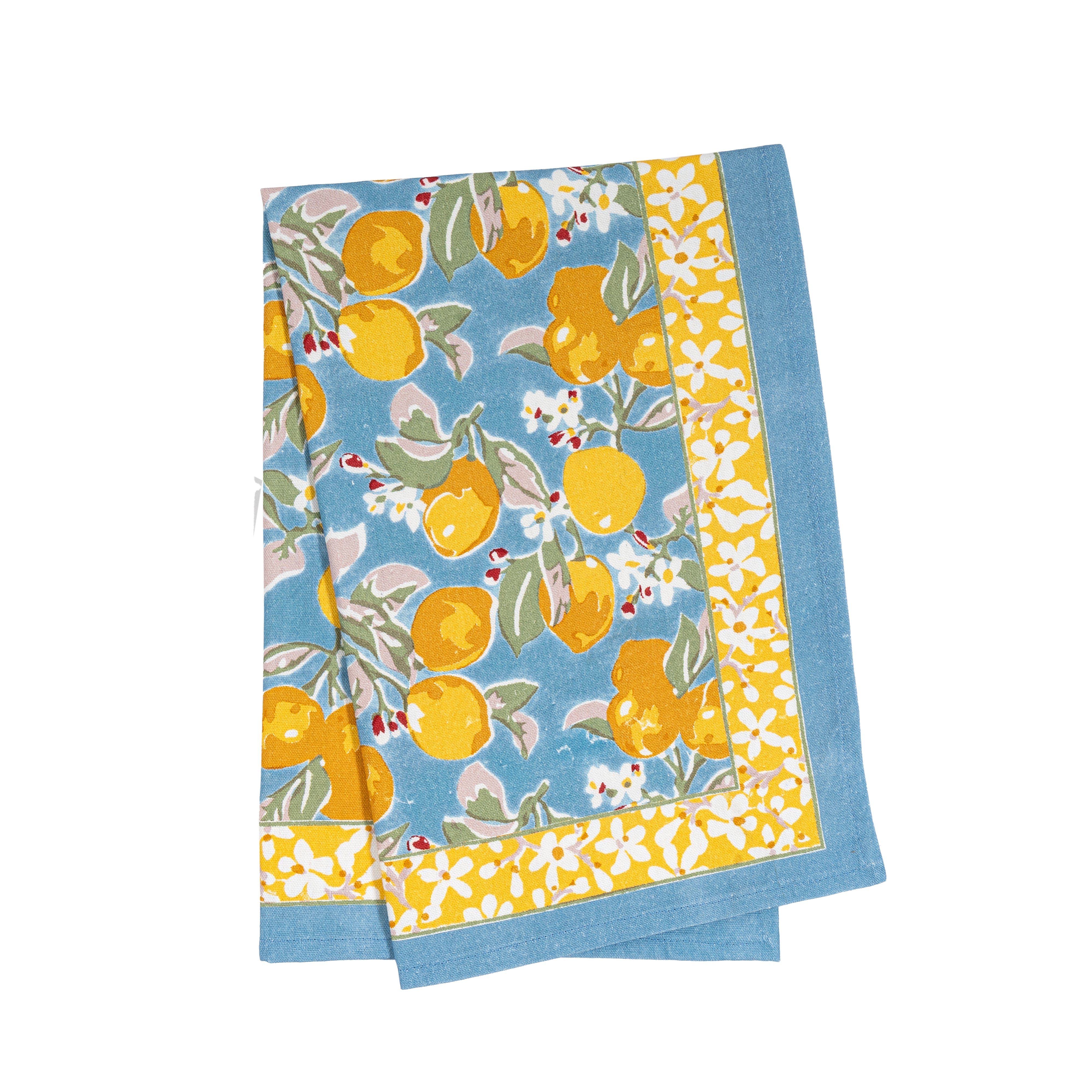 couleur-nature-citron-torchon-coton-bleu-jaune-lot-3 image 1