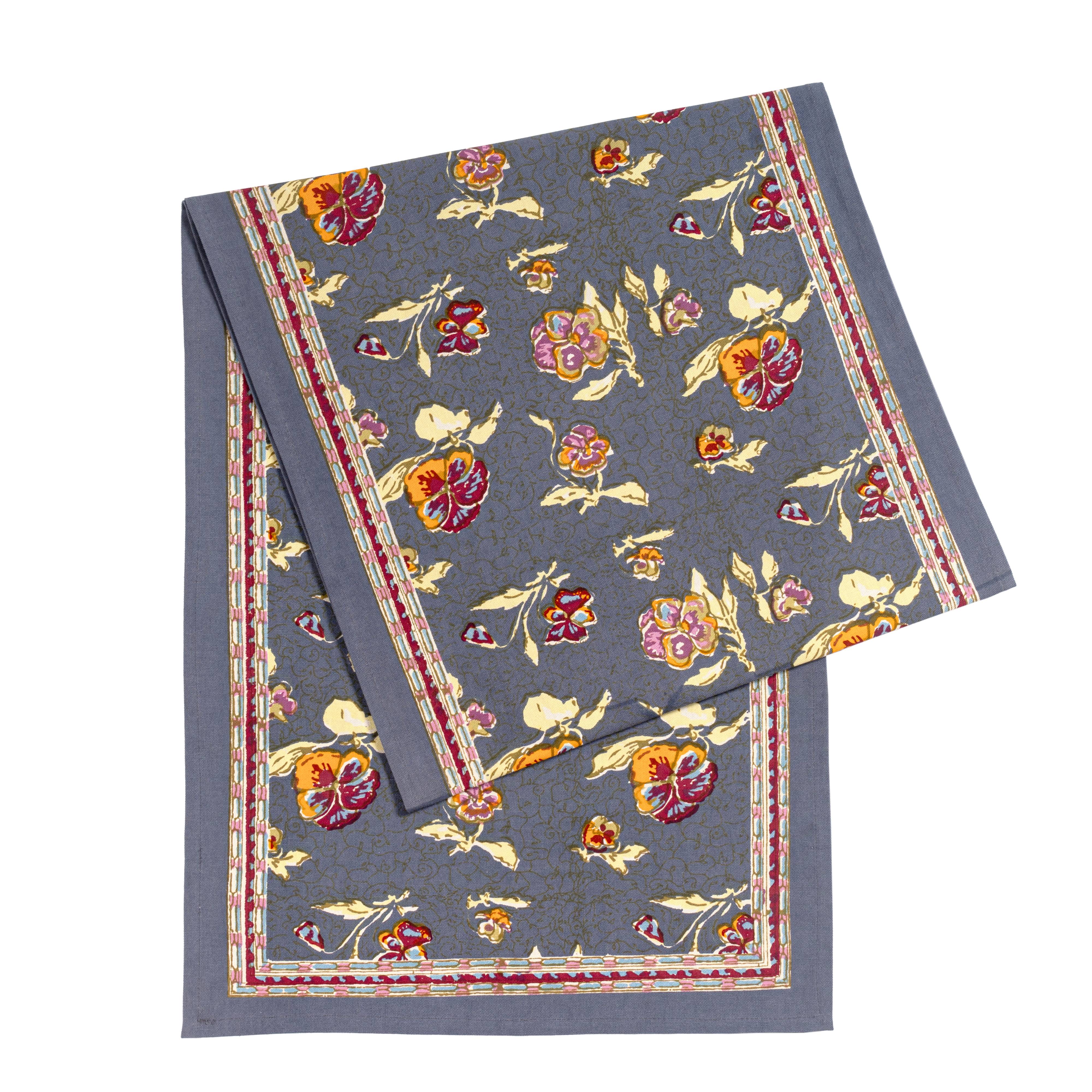 couleur-nature-pansy-chemin-de-table-rouge-gris-coton image 3