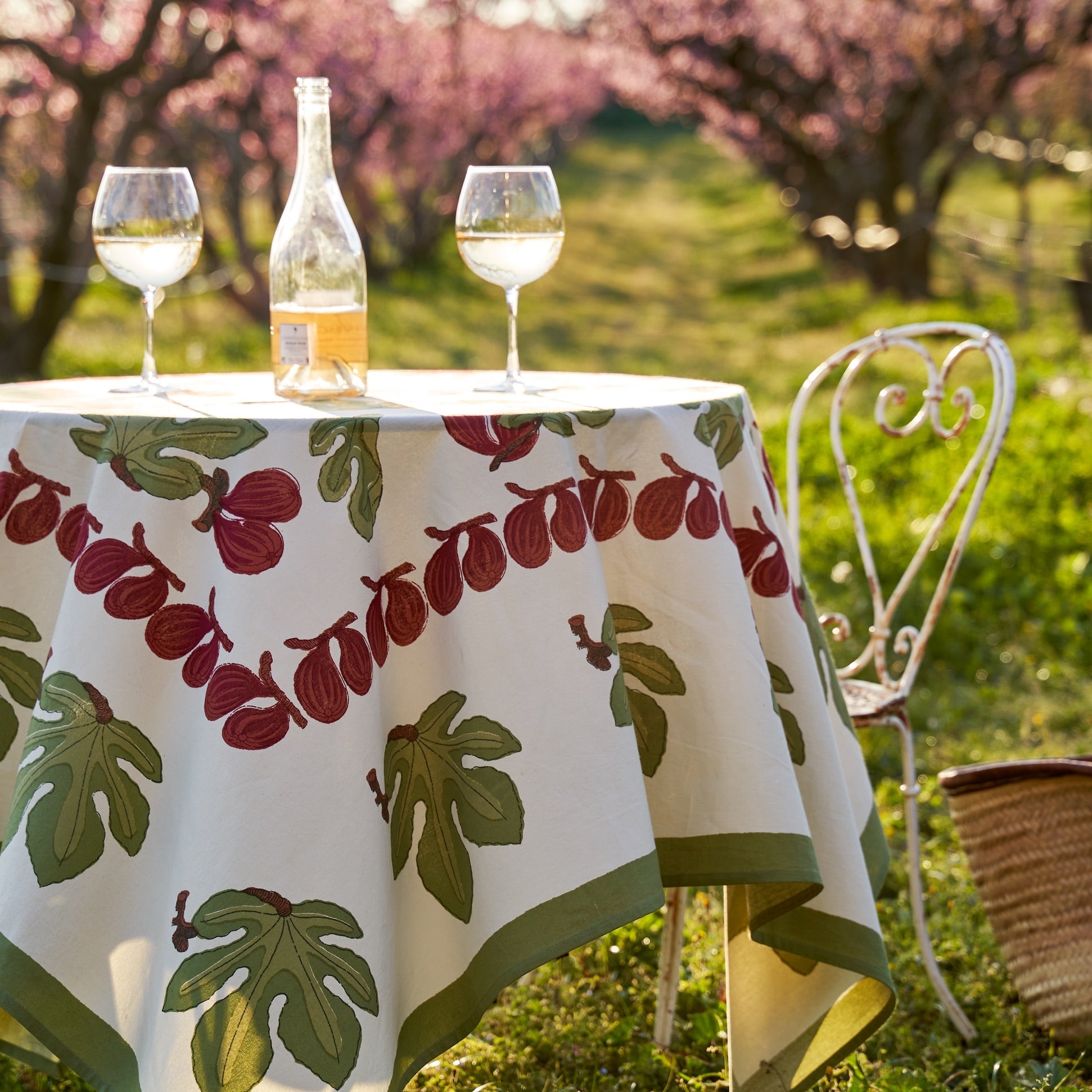 couleur-nature-fig-nappe-coton-rouge-vert-ivoire image 2