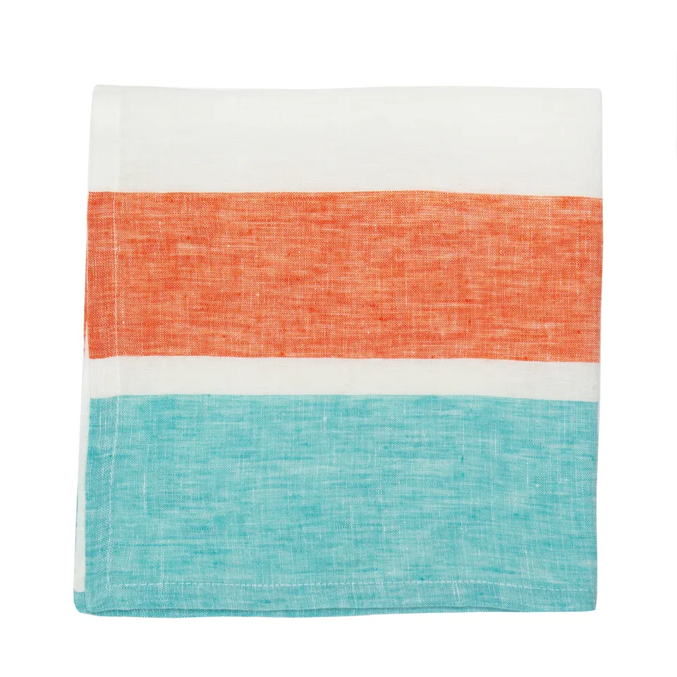 couleur-nature-st-barts-serviettes-turquoise-orange-lot-4 image 1