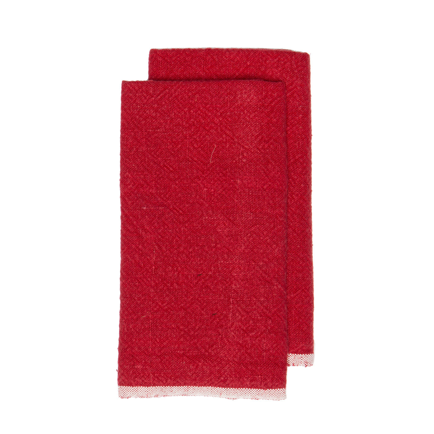 couleur-nature-chunky-linen-torchon-cuisine-rouge-lot-de-2-lin image 1