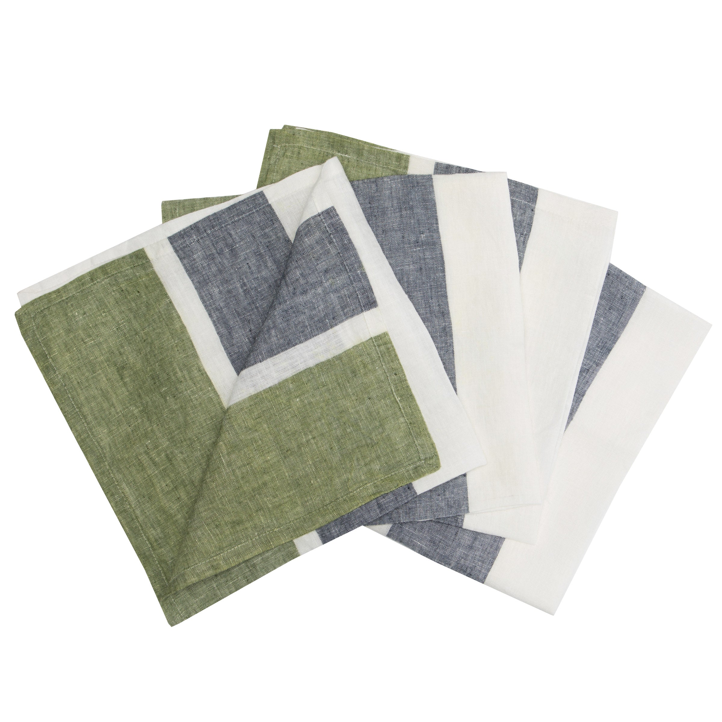couleur-nature-bold-stripe-serviettes-vert-sapin-lot-4-coton image 3