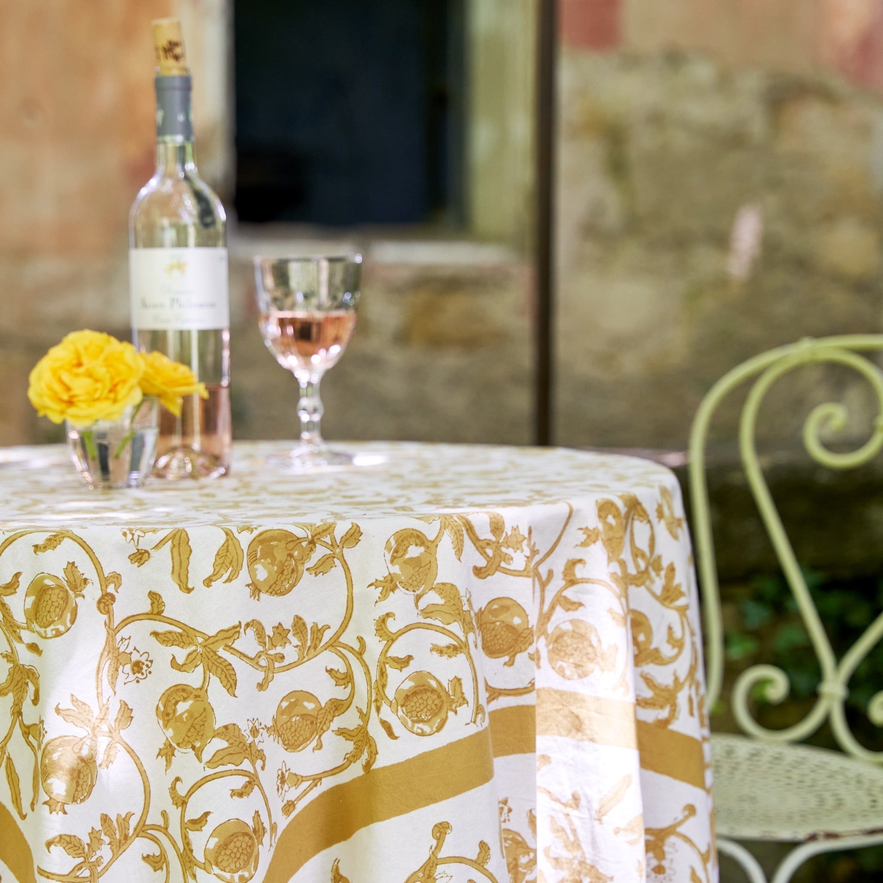 couleur-nature-granada-nappe-tissu-coton-moutarde-florale image 5