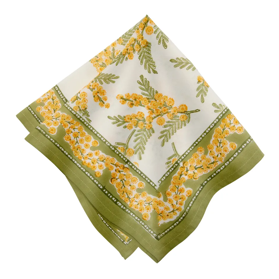 couleur-nature-mimosa-green-yellow-serviettes-coton-lot-6 image 1