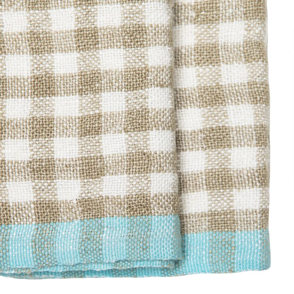 couleur-nature-two-tone-gingham-torchon-cuisine-naturel-et-aqua image 1