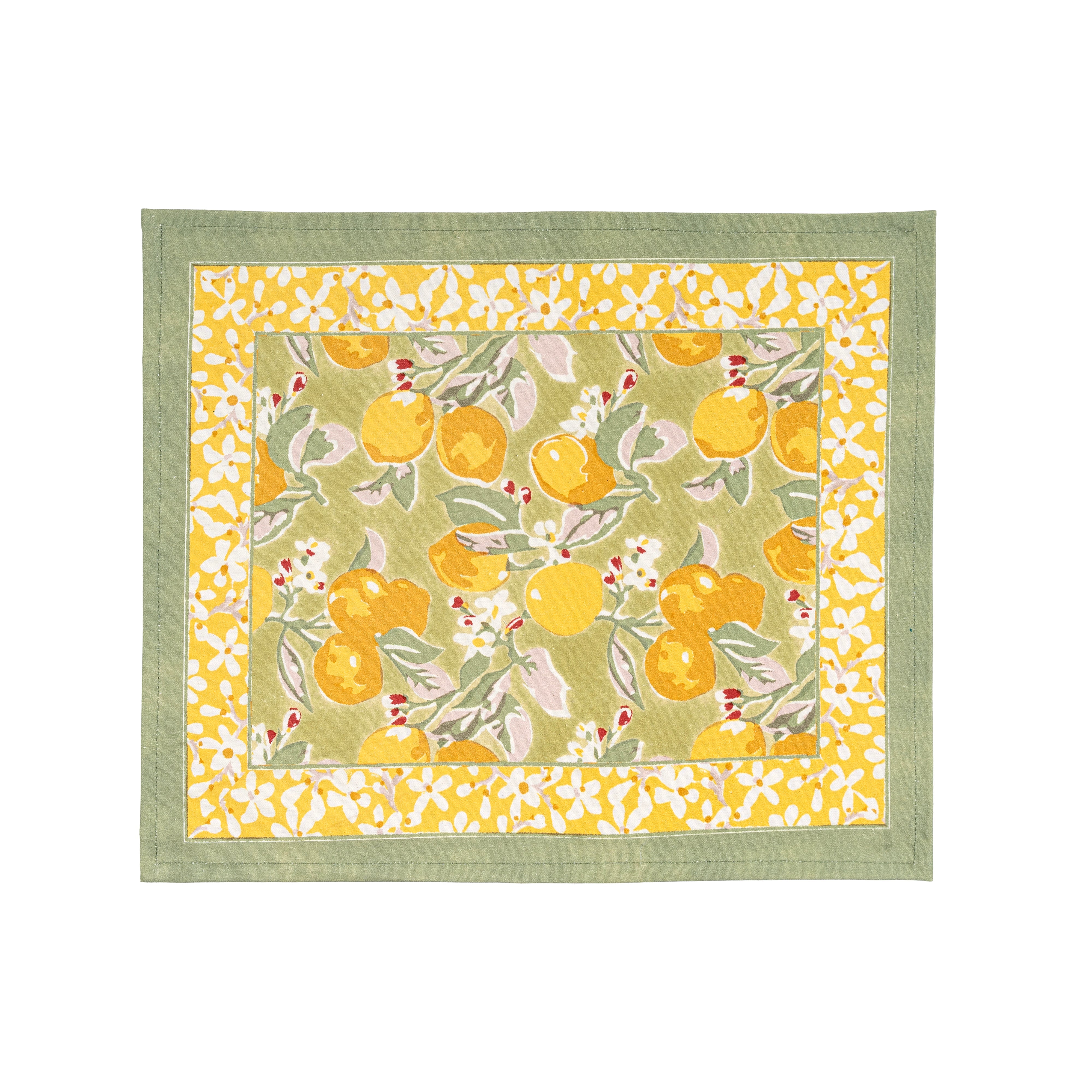 couleur-nature-citron-set-de-table-coton-lot-6-vert-jaune image 1