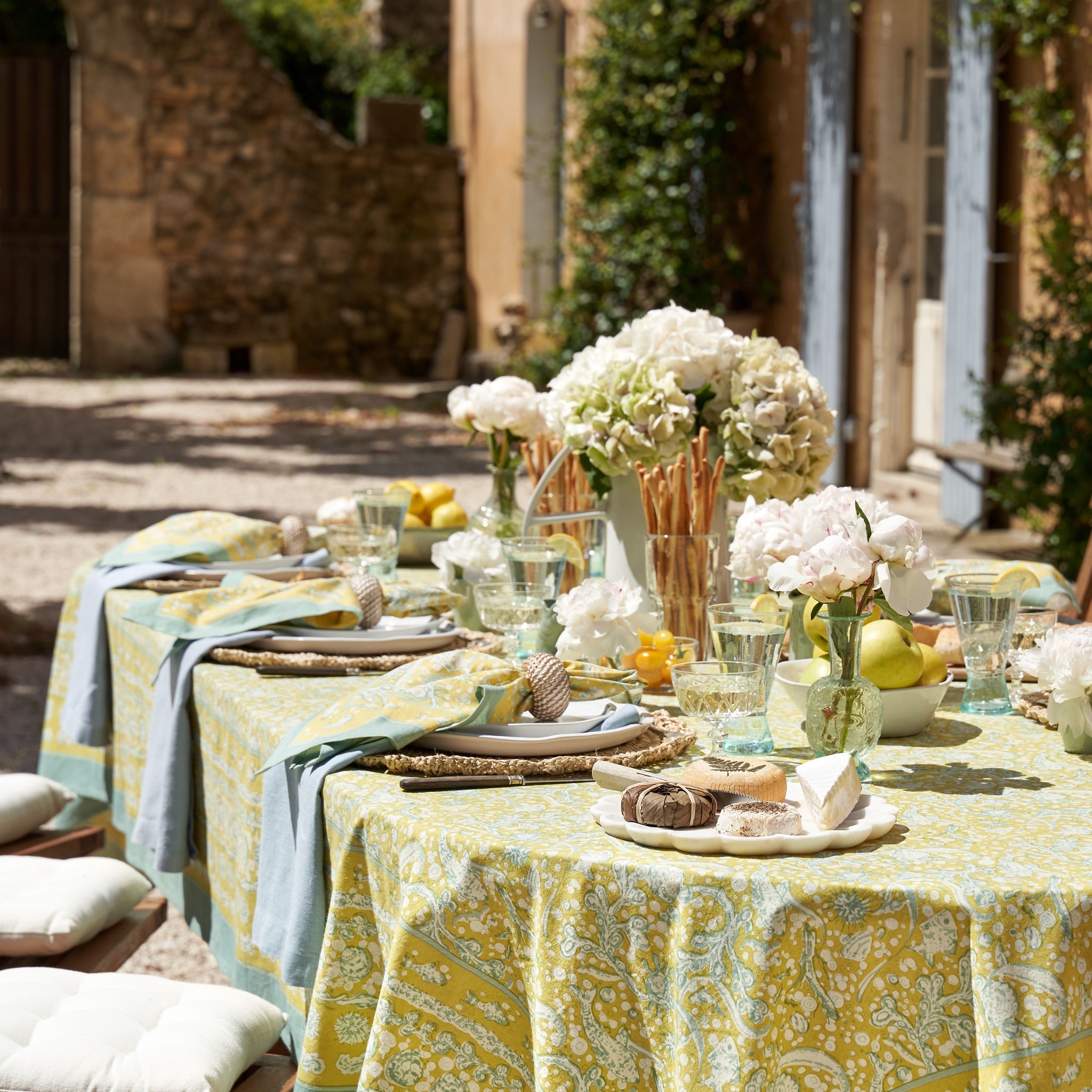 couleur-nature-la-mer-nappe-fran-aise-aqua-citrine-rectangle-71x106 image 2