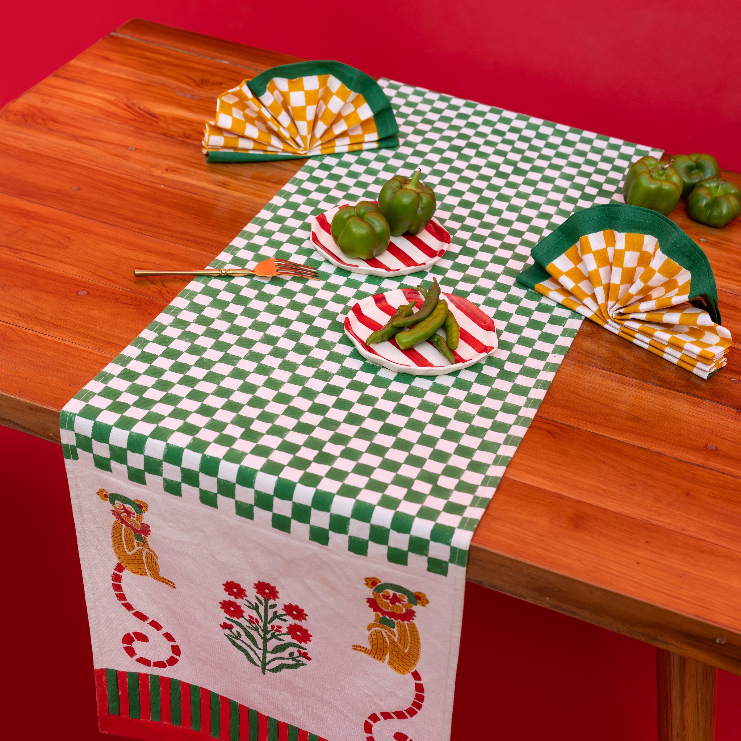 couleur-nature-serviette-table-coton-vichy-moutarde-lot-4 image 7