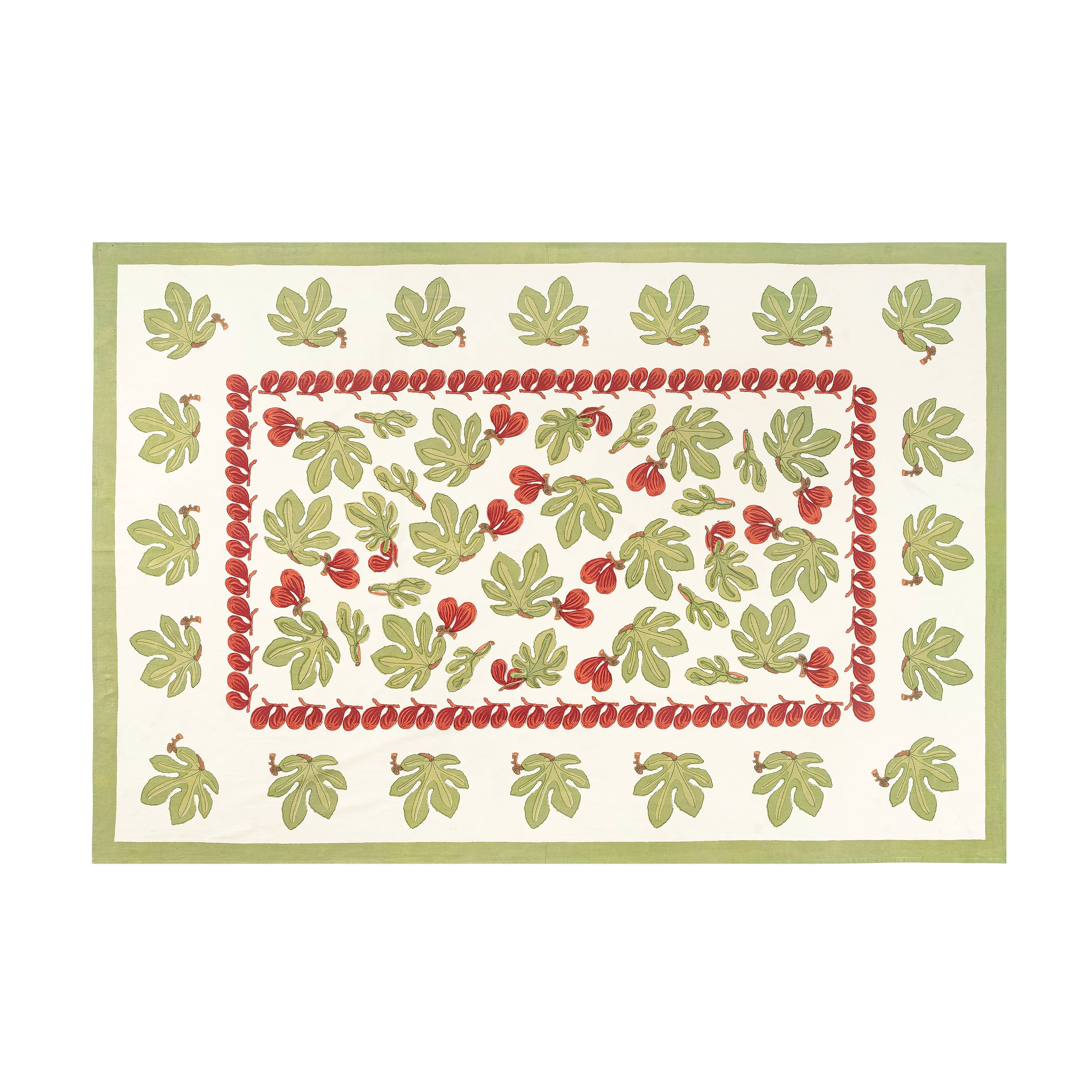 couleur-nature-fig-nappe-coton-rouge-vert-ivoire image 7