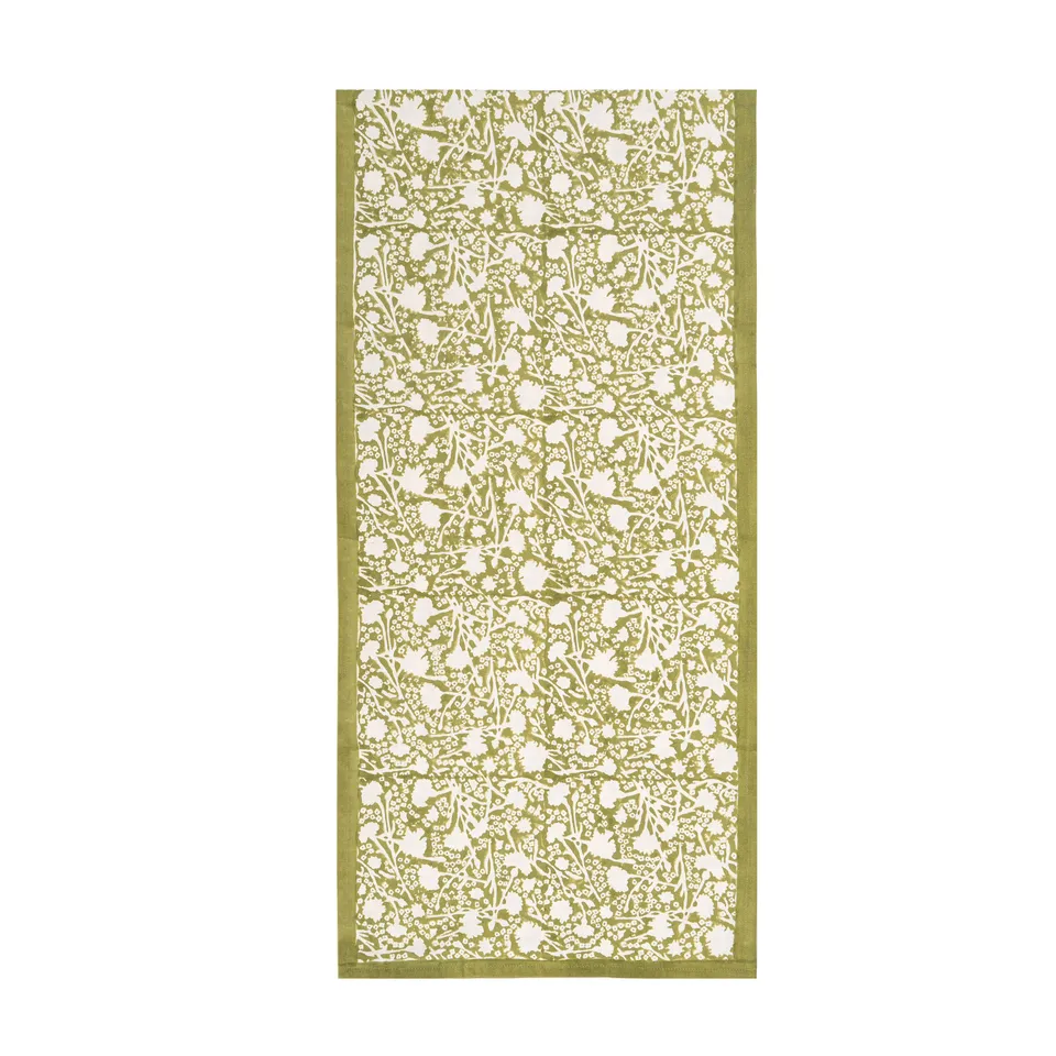 couleur-nature-meadows-runner-vert-chemin-table-coton-16x72 image 1