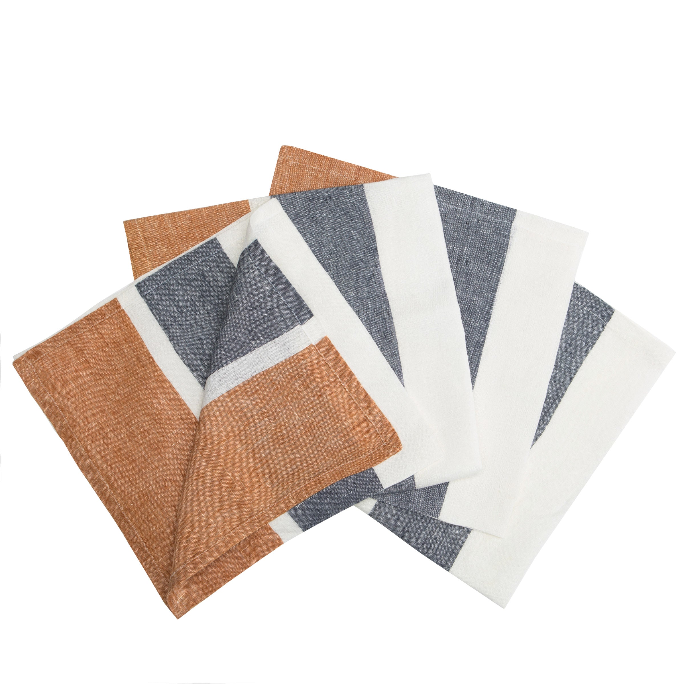 couleur-nature-bold-stripe-serviettes-lin-rouille-lot-4 image 3