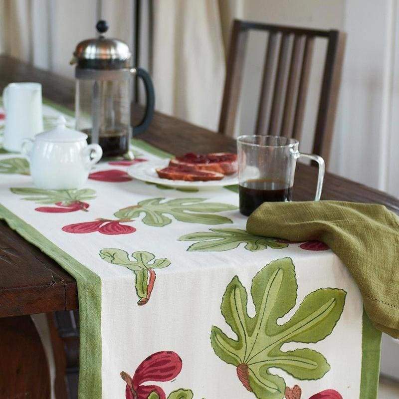 couleur-nature-runners-fig-red-green-chemin-de-table-16x72-coton image 2