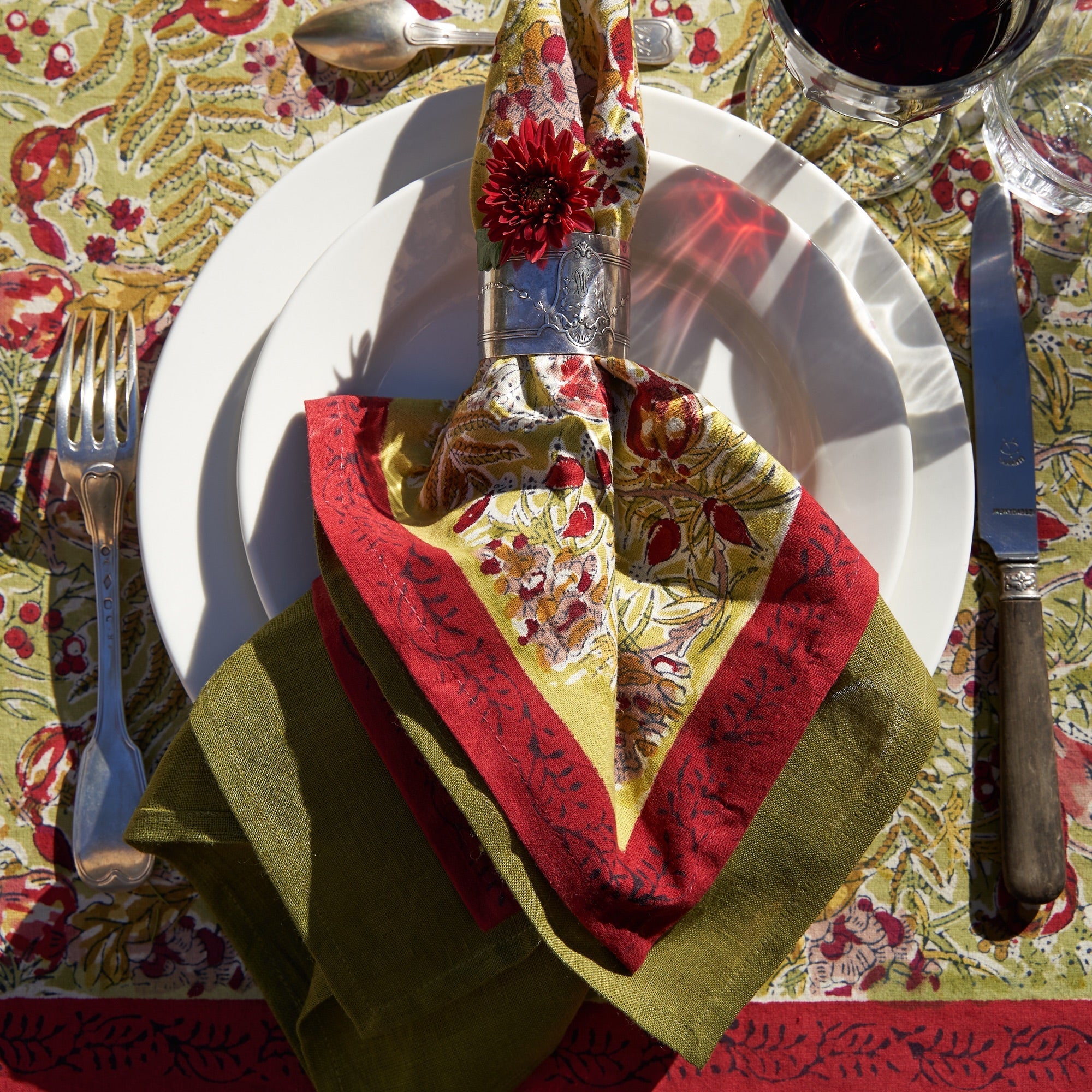 couleur-nature-winter-garden-serviettes-tissu-lot-6-rouge-coton image 4