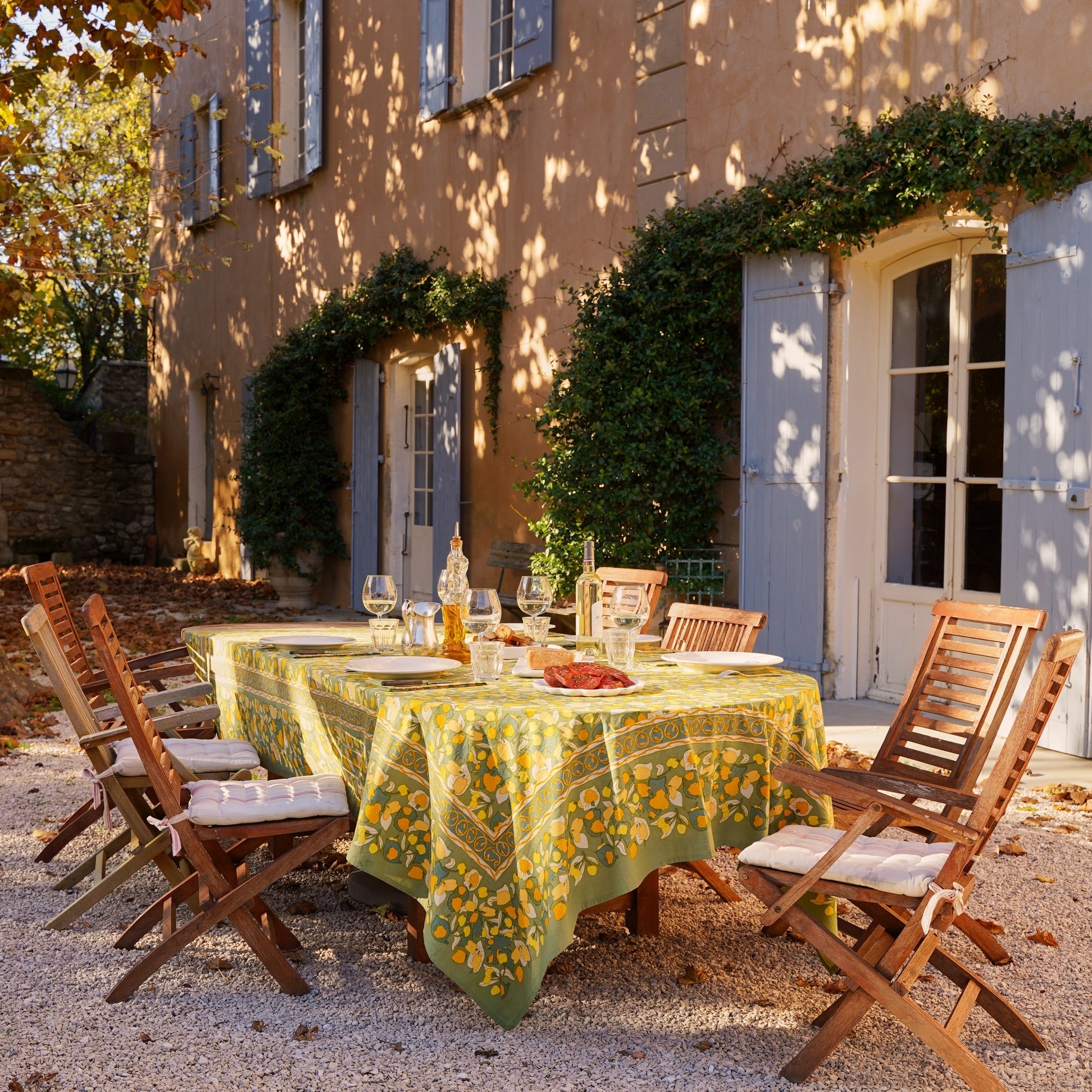 couleur-nature-fruit-nappe-fran-aise-jaune-vert-coton image 1