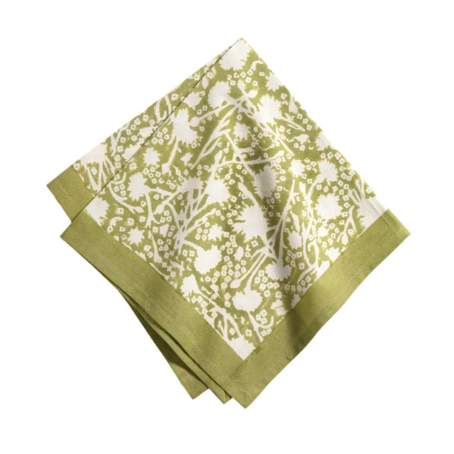 couleur-nature-meadows-serviettes-table-coton-lot-6-vert image 1