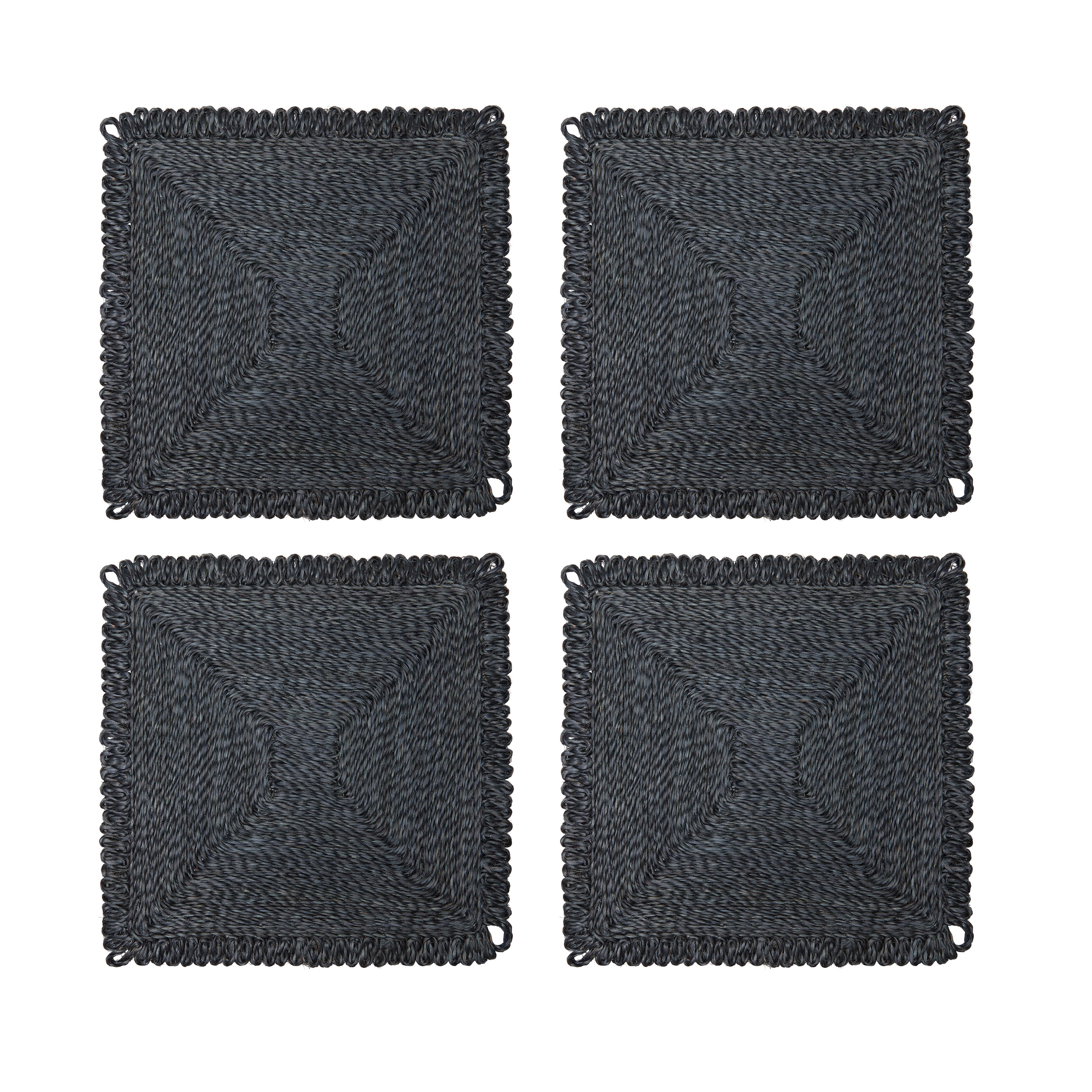 couleur-nature-loopy-square-sets-de-table-bleu-marine-lot-4 image 3