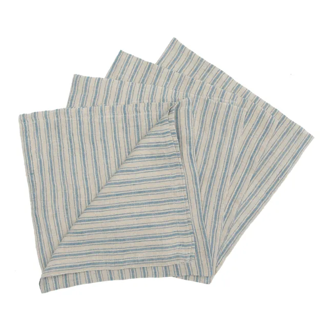 couleur-nature-boat-stripe-serviettes-lin-bleu-naturel-lot-4 image 1