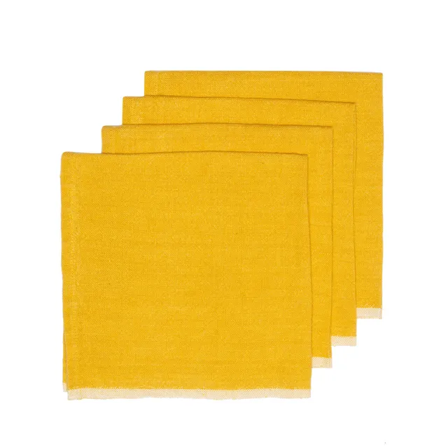 couleur-nature-chunky-linen-serviettes-moutarde-lot-4 image 1