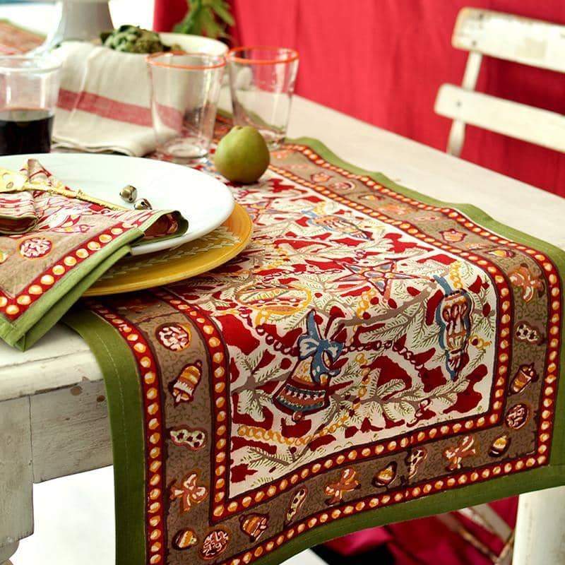 couleur-nature-noel-chemin-de-table-coton-rouge-vert-16x72 image 2