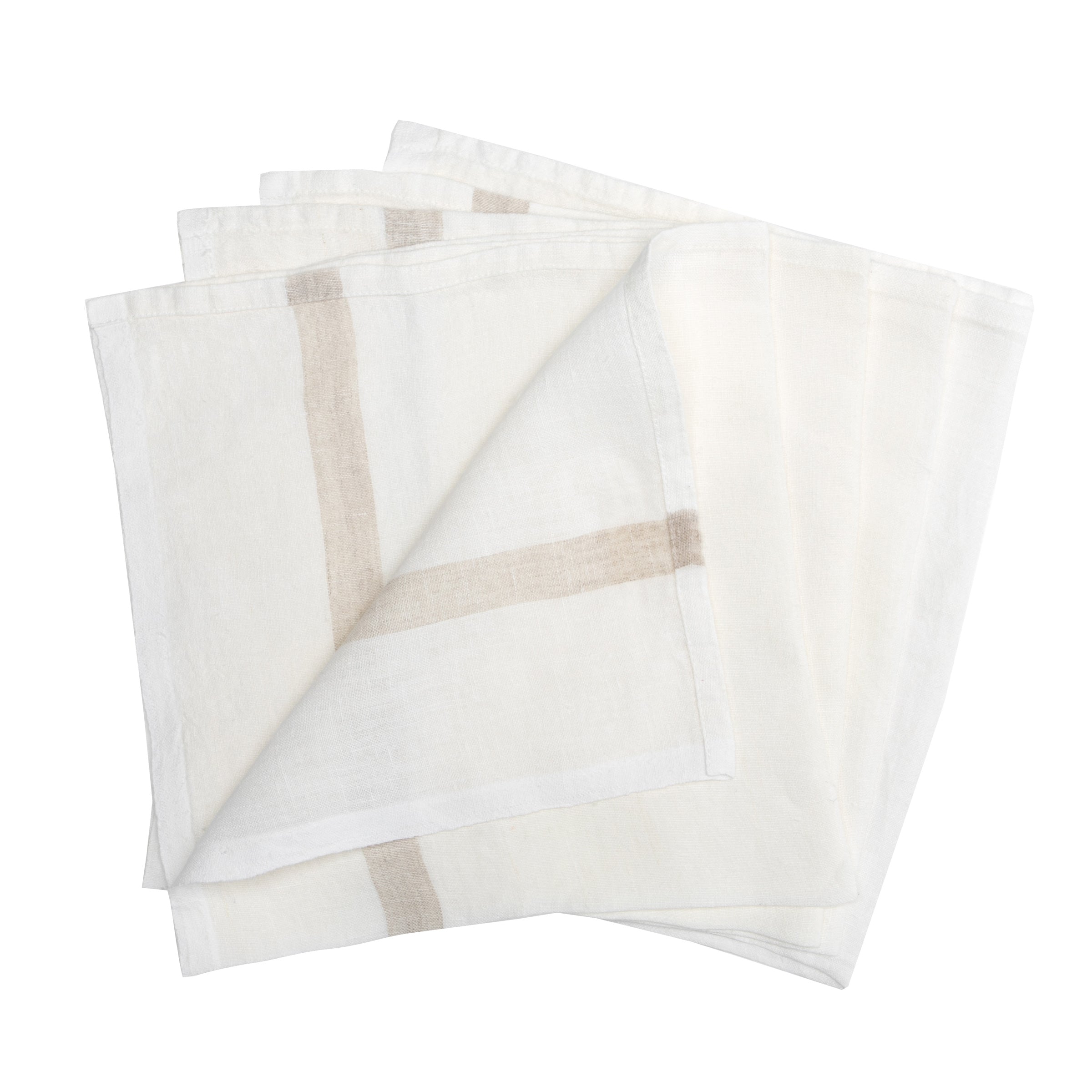 couleur-nature-lin-lav-serviettes-table-lot-4-blanc-naturel image 1