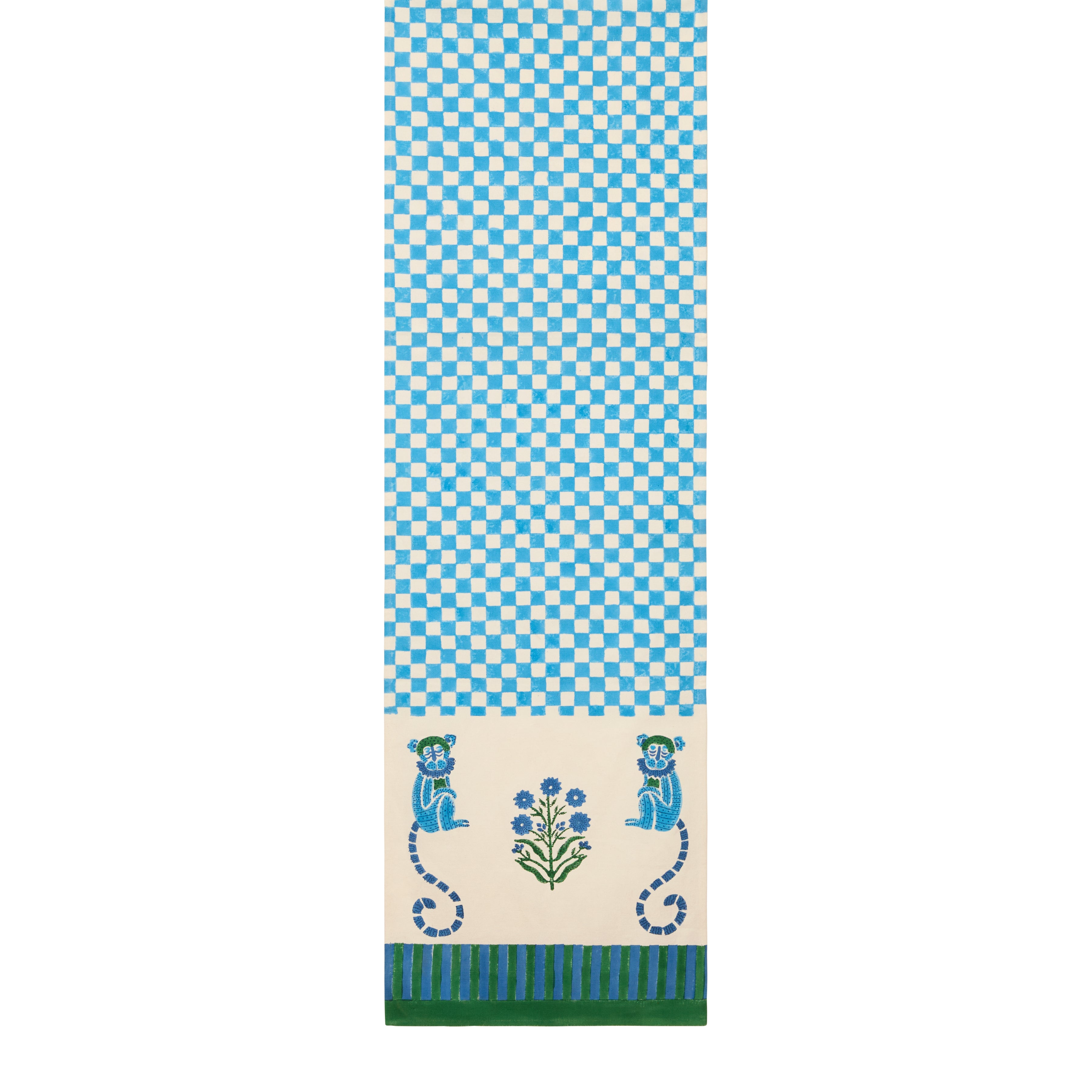 couleur-nature-jeu-de-singes-chemin-table-bleu-coton-16x72 image 3