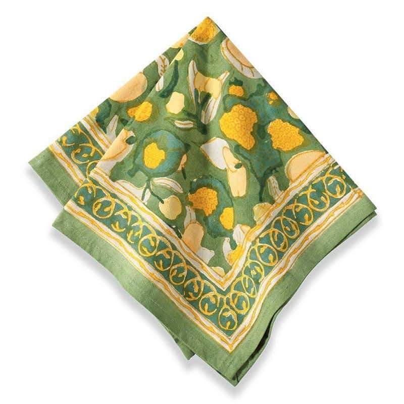 couleur-nature-fruit-serviettes-table-coton-jaune-vert-lot-6 image 1