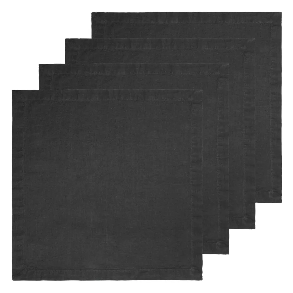 couleur-nature-everyday-serviettes-lin-noir-lot-4-53-cm image 1