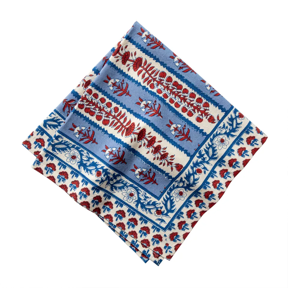 couleur-nature-avignon-serviette-tissu-lot-6-rouge-bleu image 1