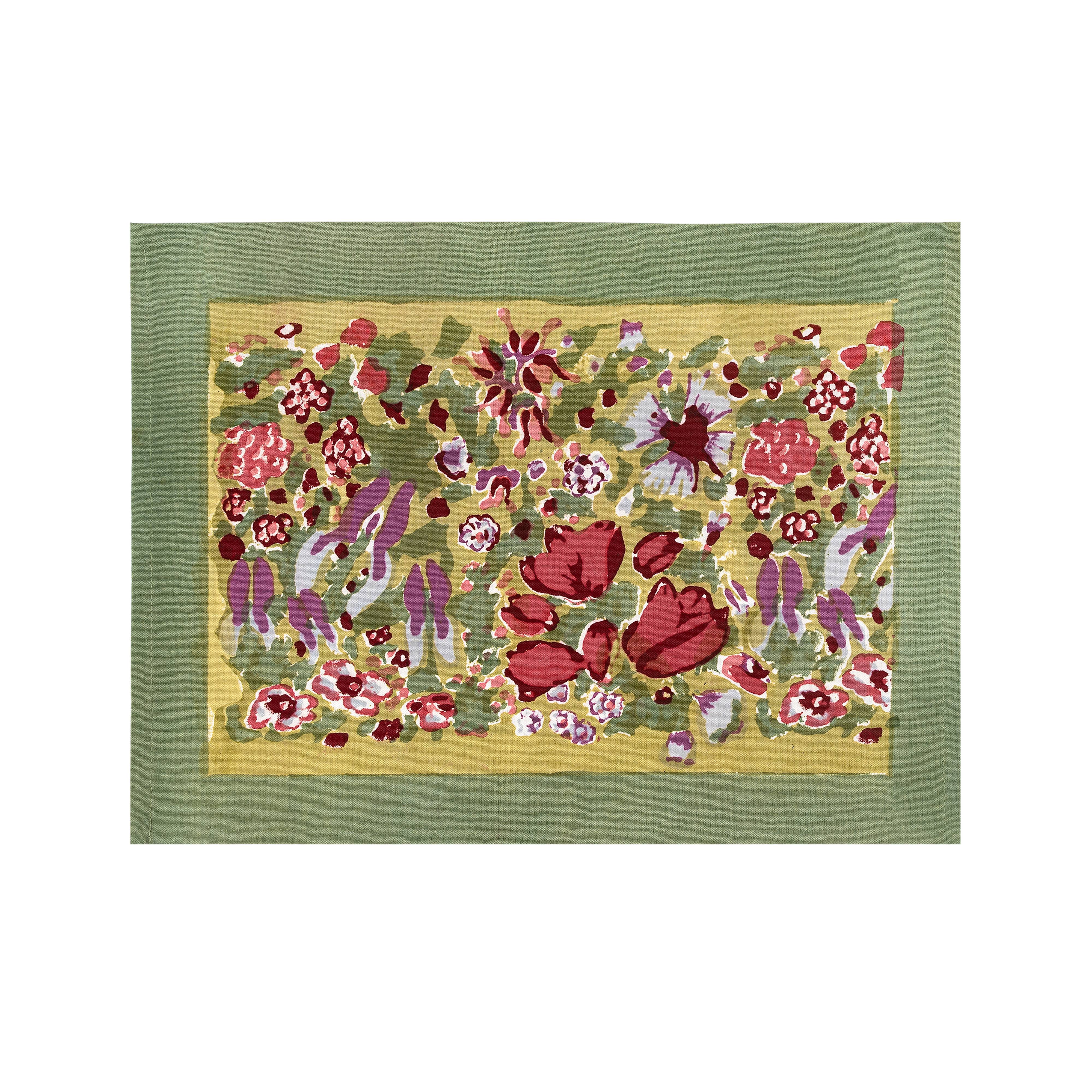 couleur-nature-jardin-set-de-table-coton-rouge-vert-lot-6 image 2