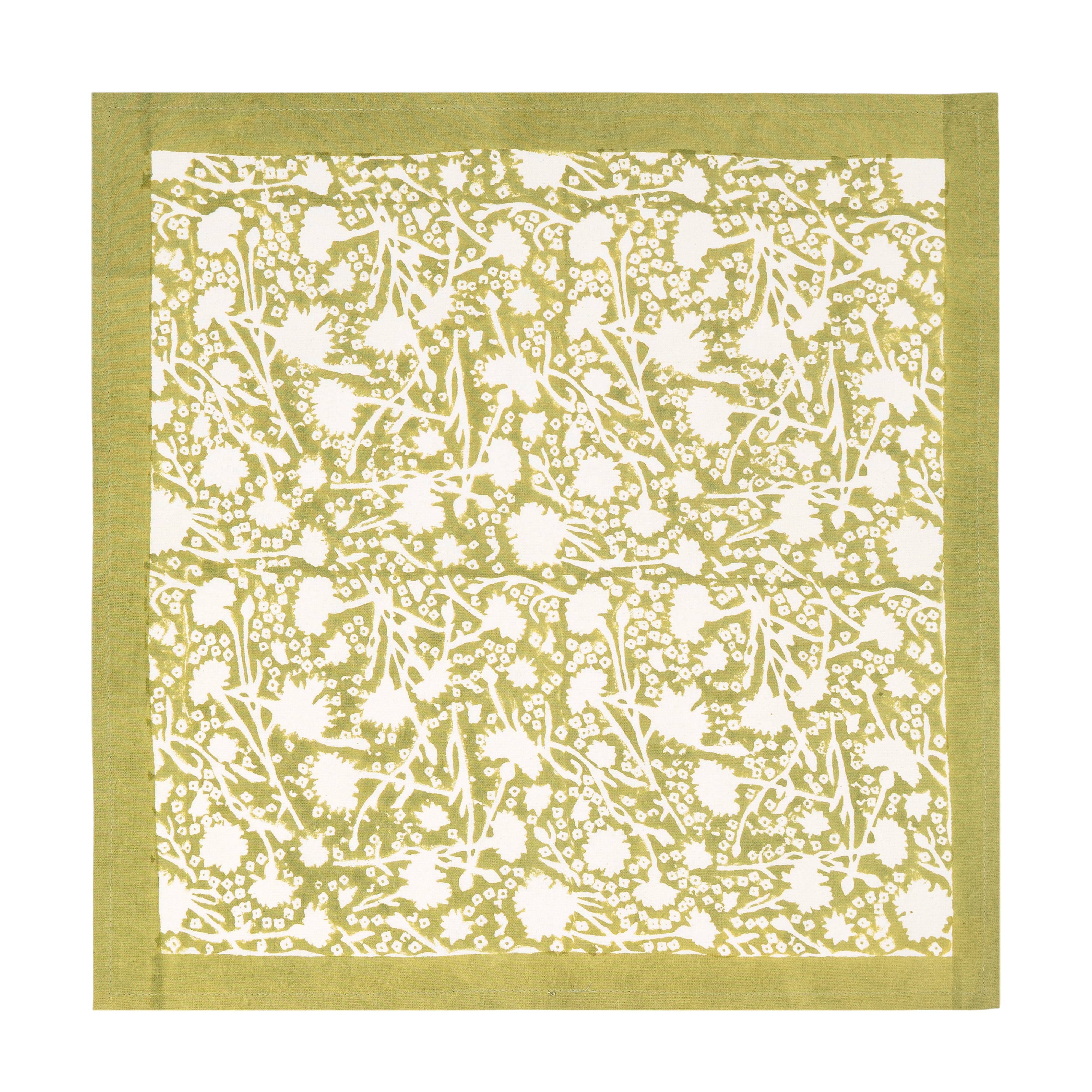couleur-nature-meadows-serviettes-table-coton-lot-6-vert image 4
