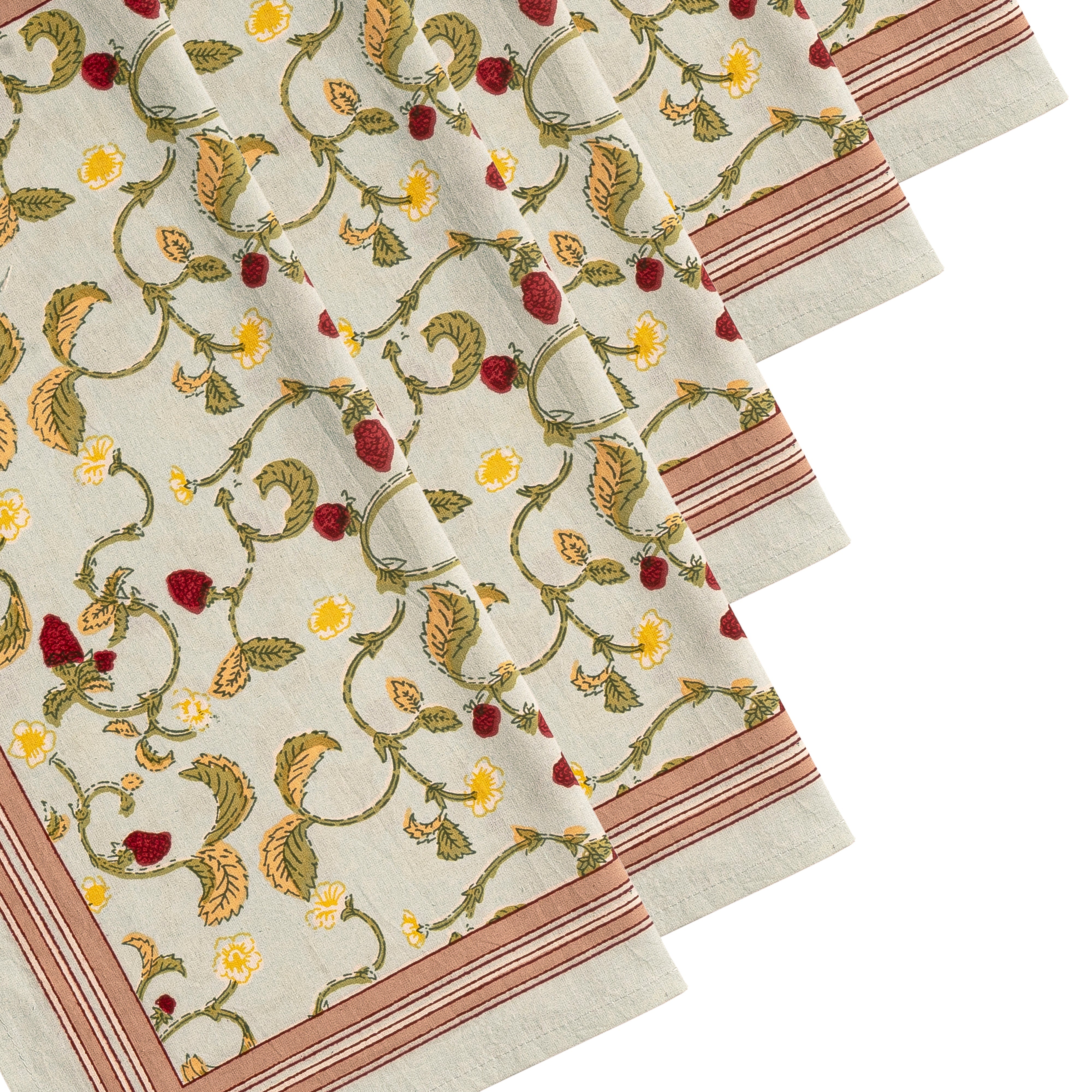 couleur-nature-fraises-des-bois-serviettes-table-coton-lot-6-fraise image 5