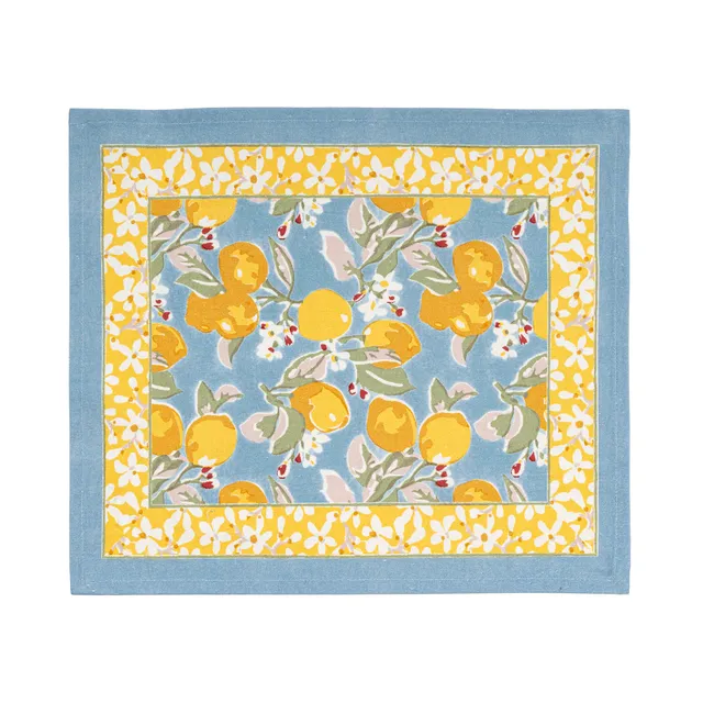 couleur-nature-citron-set-de-table-coton-bleu-jaune-lot-de-6 image 1