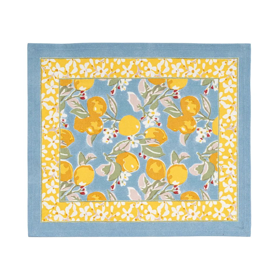 couleur-nature-citron-set-de-table-coton-bleu-jaune-lot-de-6 image 1