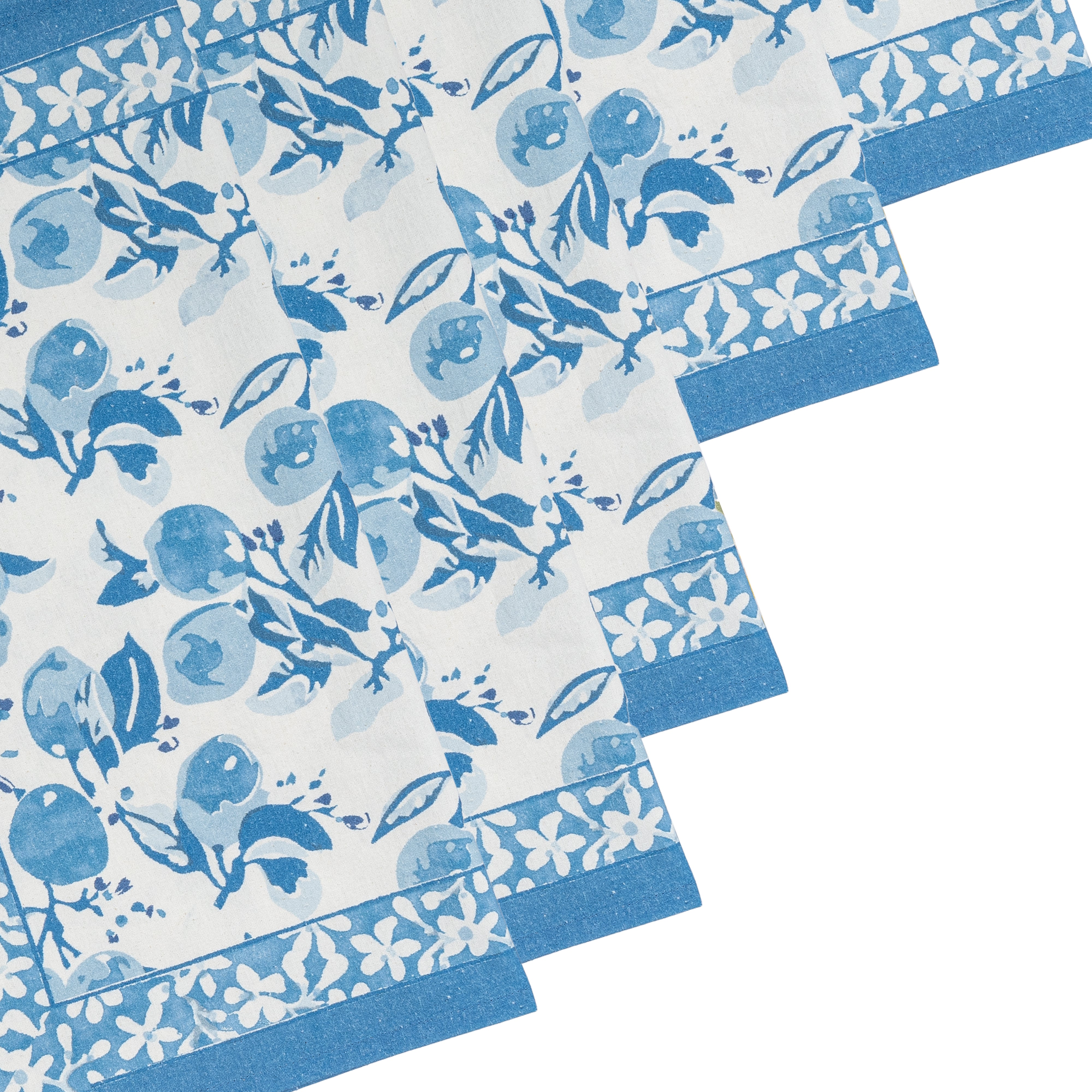couleur-nature-citron-bleu-serviettes-tissu-lot-6-bleu-coton image 6