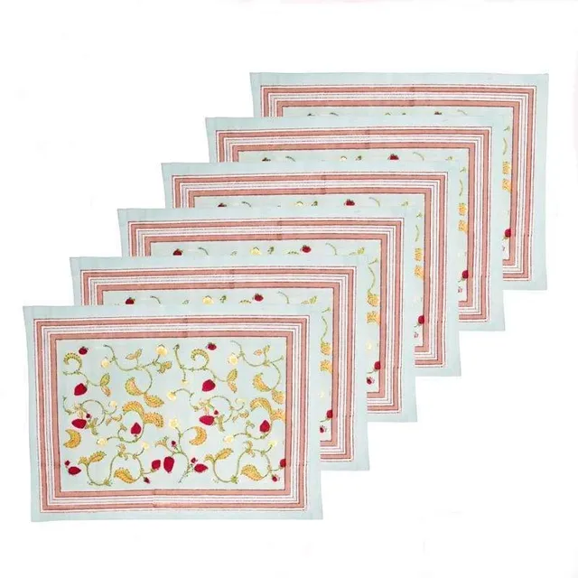couleur-nature-fraises-des-bois-set-de-table-coton-lot-de-6 image 1