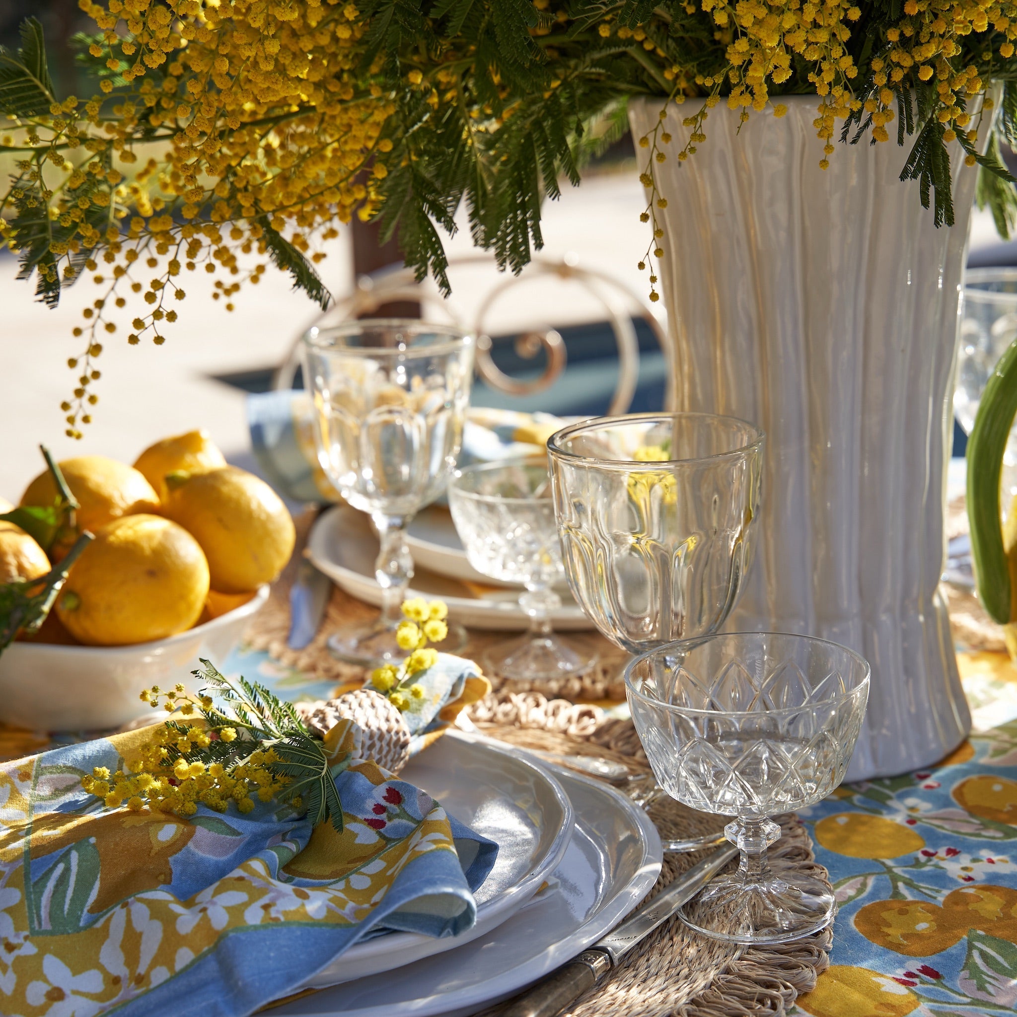 couleur-nature-citron-serviettes-de-table-bleu-jaune-lot-6-coton image 5