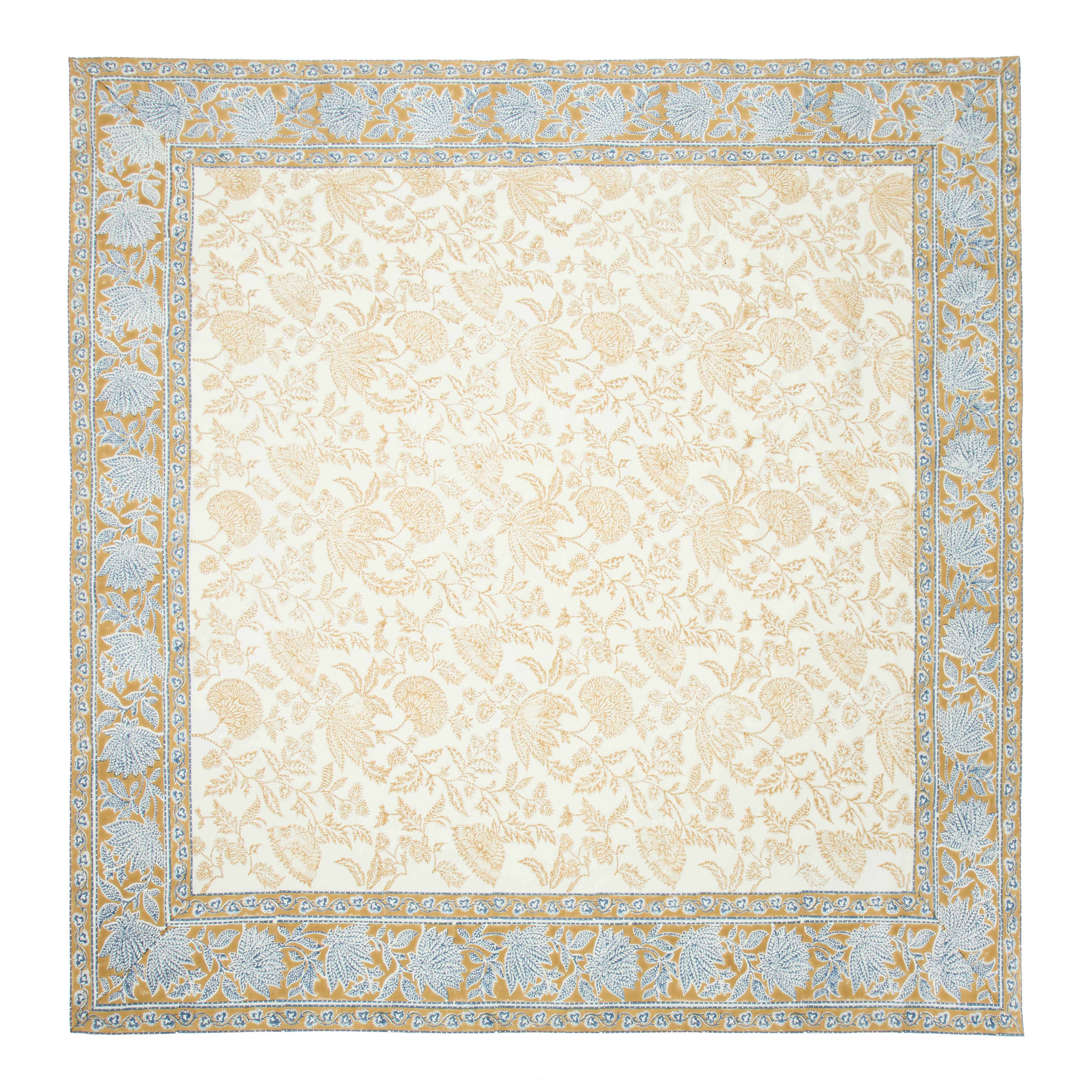 couleur-nature-chloe-nappe-coton-bleue-marron-59x86-fleurie image 8