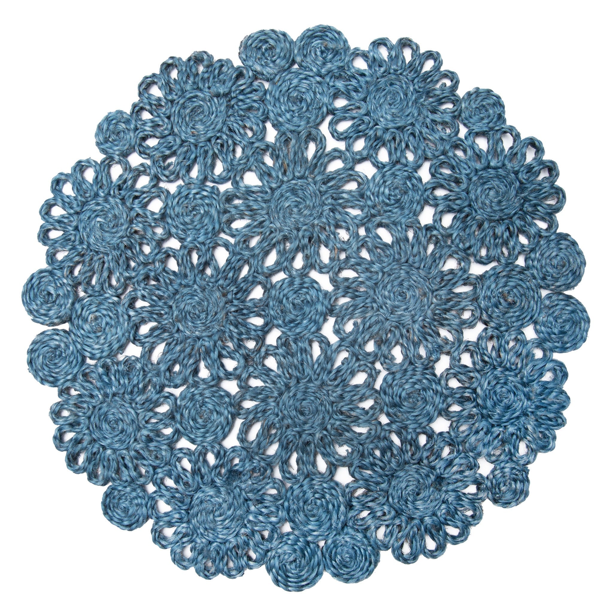 couleur-nature-daisy-jute-set-de-table-rond-bleu-jean-lot-4 image 1