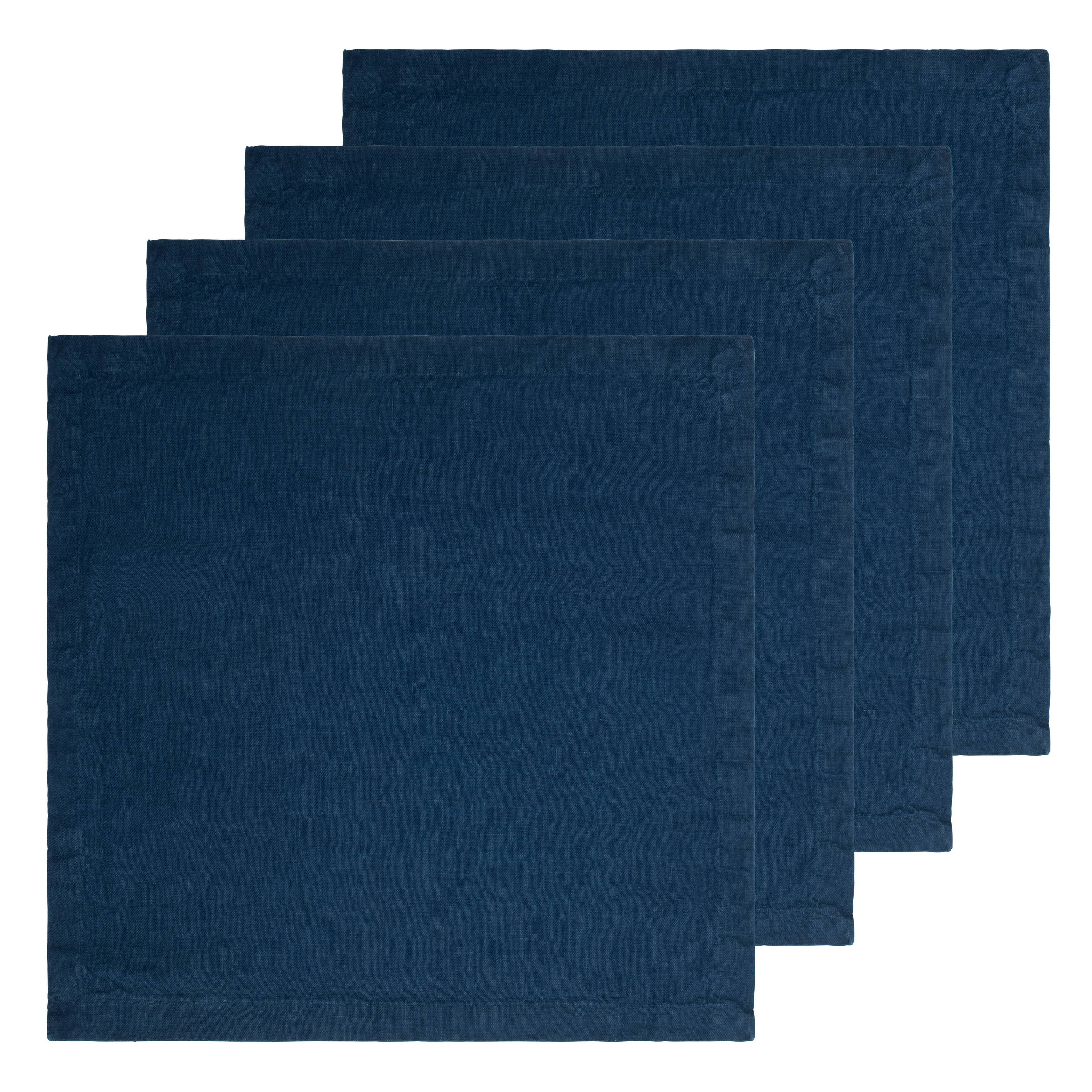 couleur-nature-everyday-napkins-serviettes-table-bleu-marine-lot-4-lin image 5