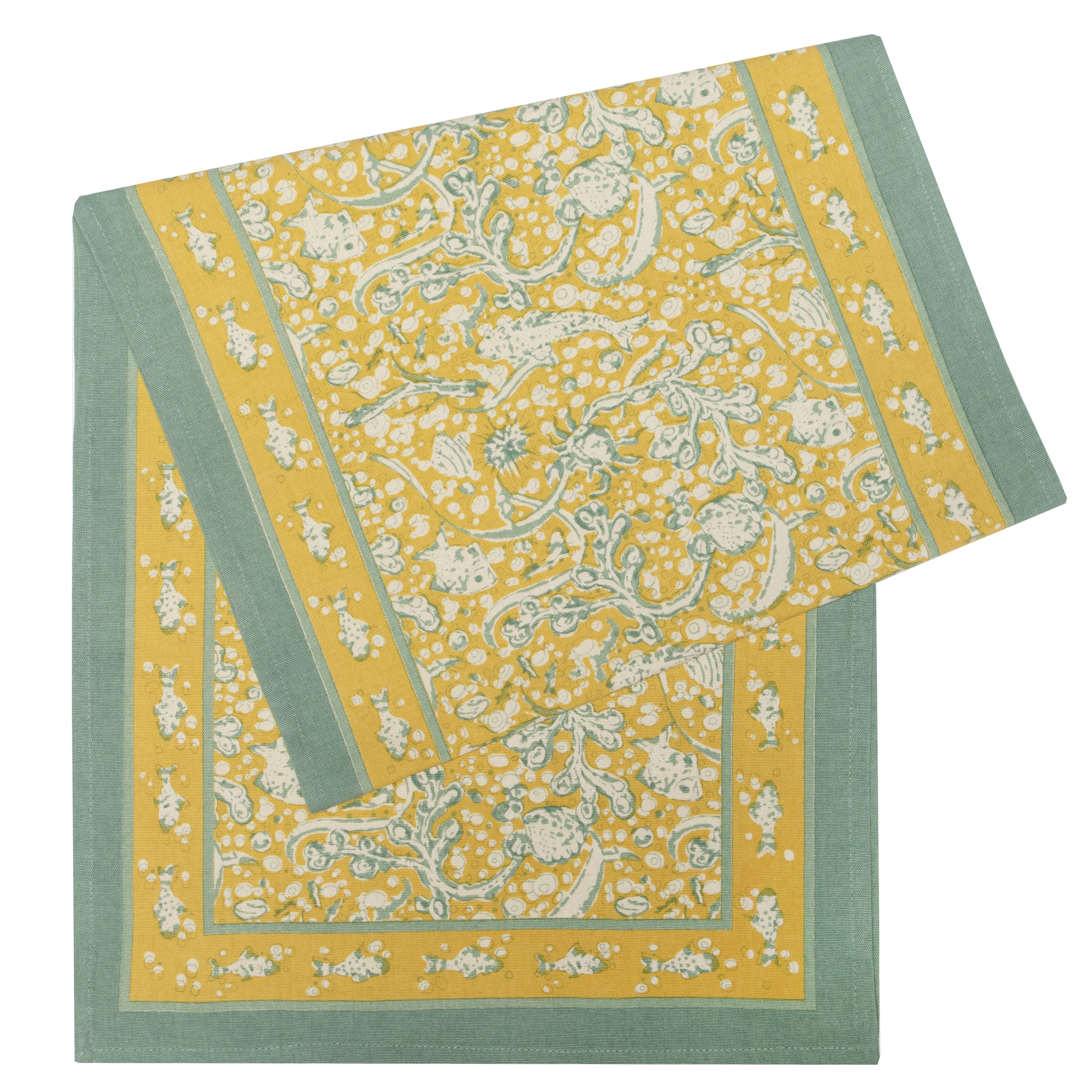 couleur-nature-la-mer-chemin-de-table-coton-aqua-citrine-16x72 image 2