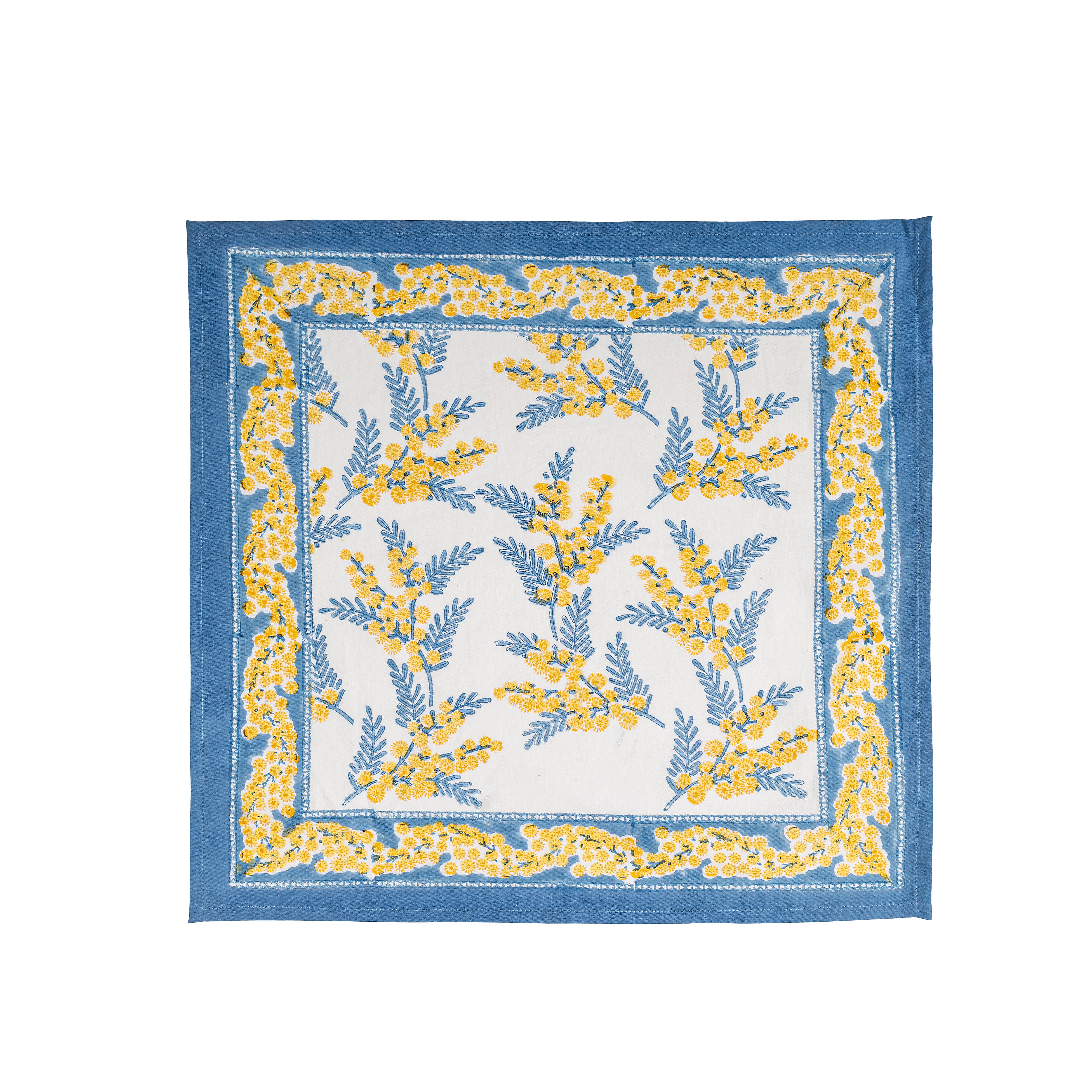 couleur-nature-mimosa-serviettes-tissu-bleu-jaune-lot-6 image 5
