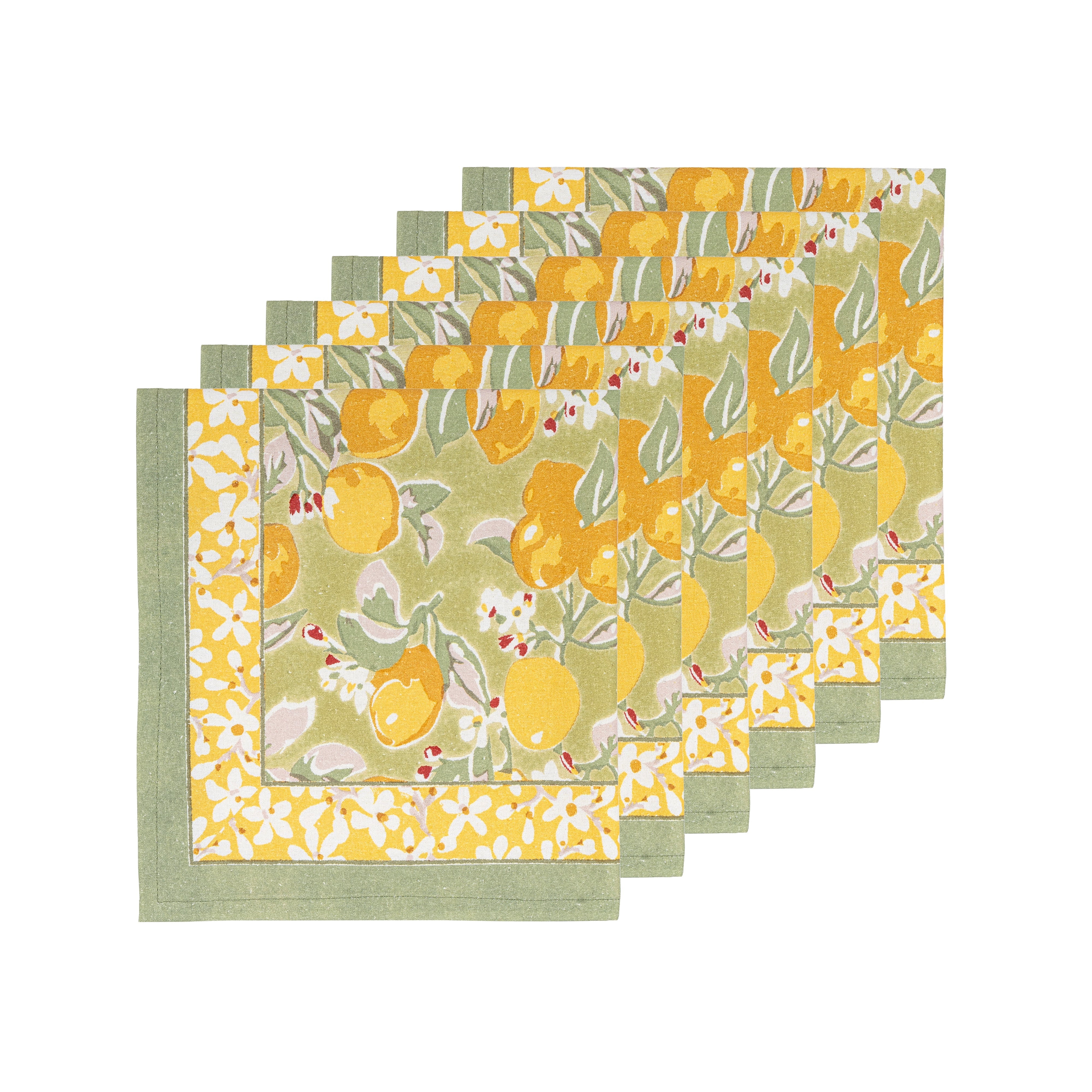 couleur-nature-citron-serviettes-coton-vert-jaune-lot-6 image 4