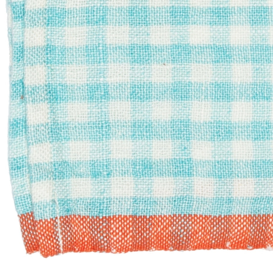 couleur-nature-gingham-torchon-lin-lot-2-aqua-orange image 2
