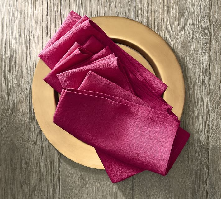 couleur-nature-palma-fucsia-serviette-lin-belge-50x50-lot-de-4 image 1