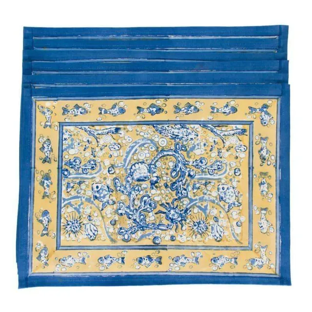 couleur-nature-la-mer-sets-table-bleu-jaune-lot-6 image 1