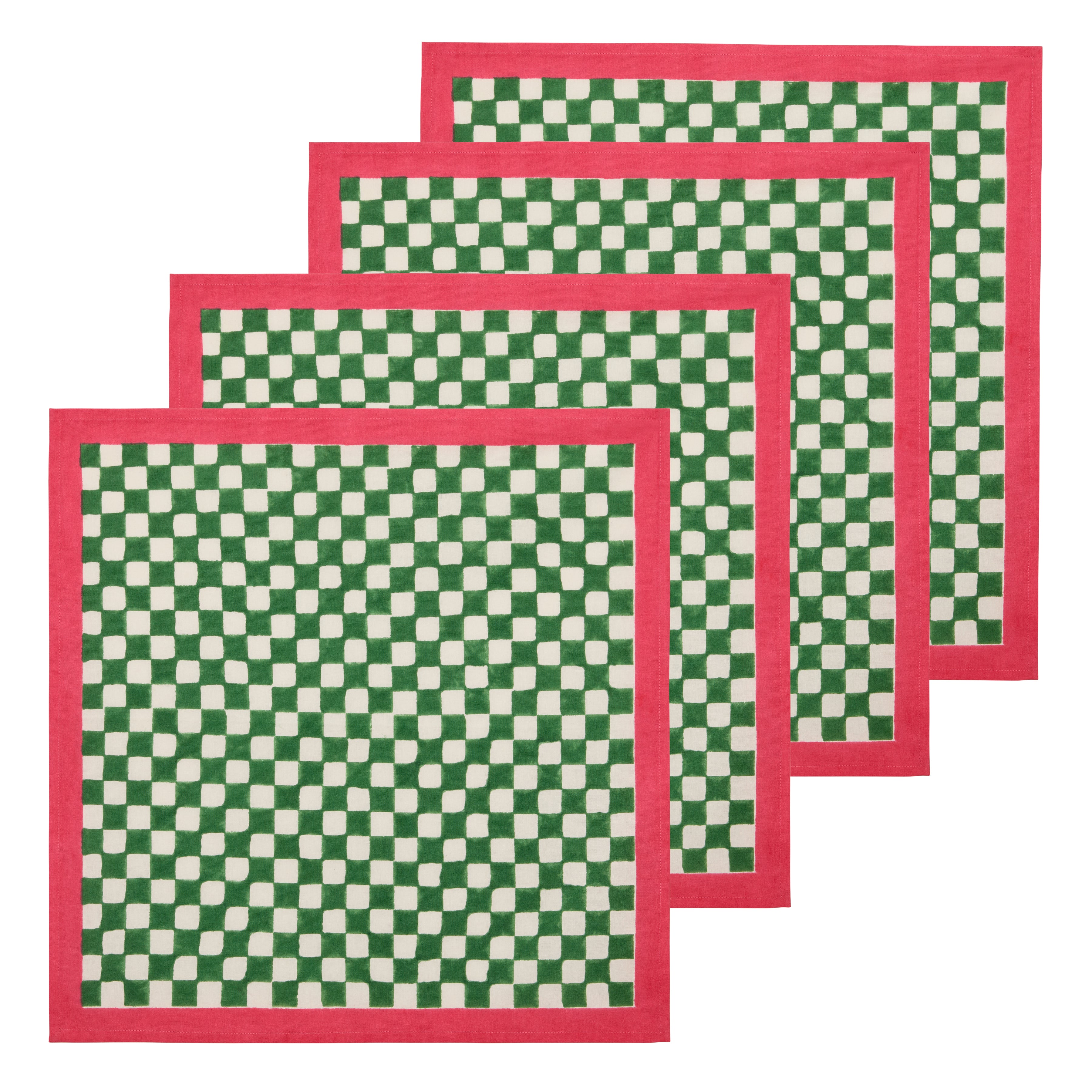 couleur-nature-gingham-serviette-tissu-lot-de-4-verte image 4