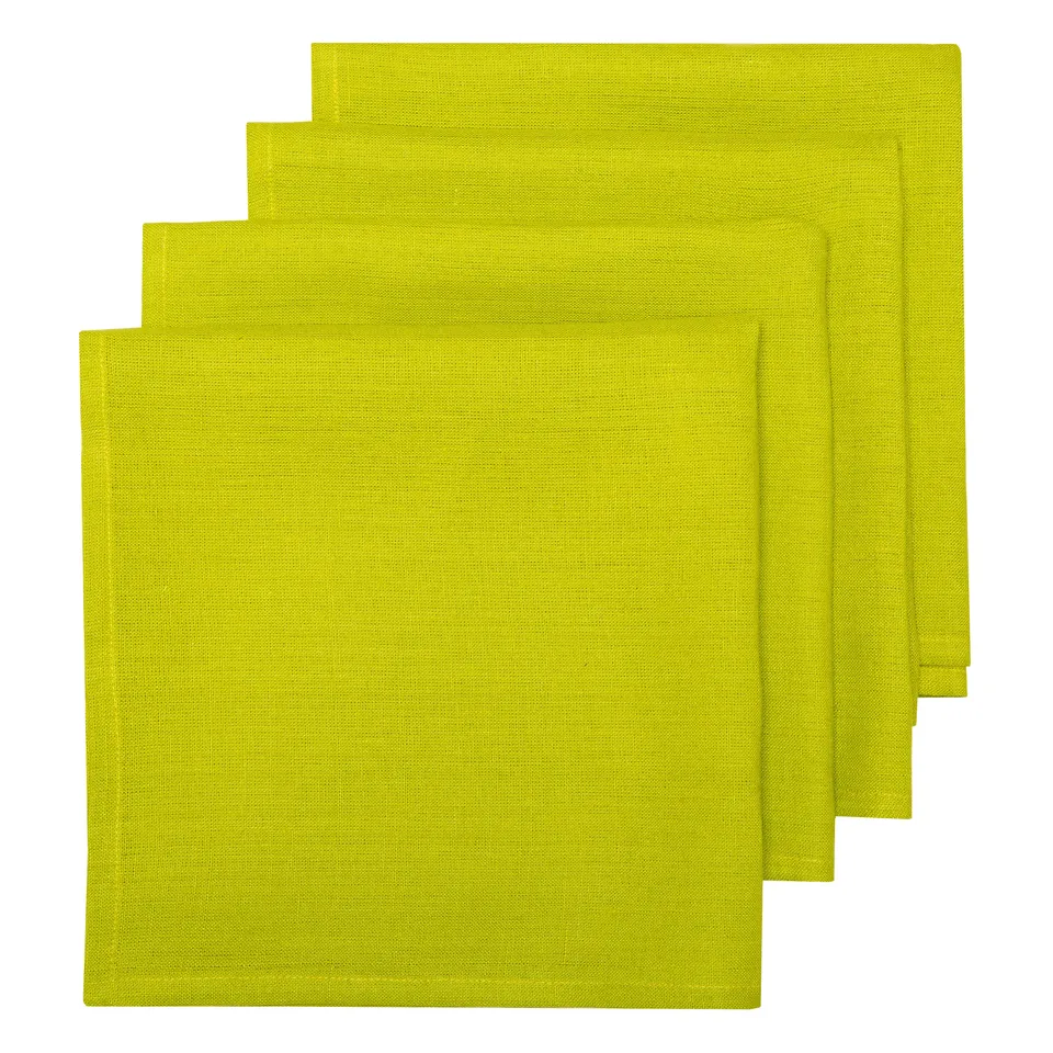 couleur-nature-palma-serviettes-lin-lot-de-4-vert-citronnelle image 1